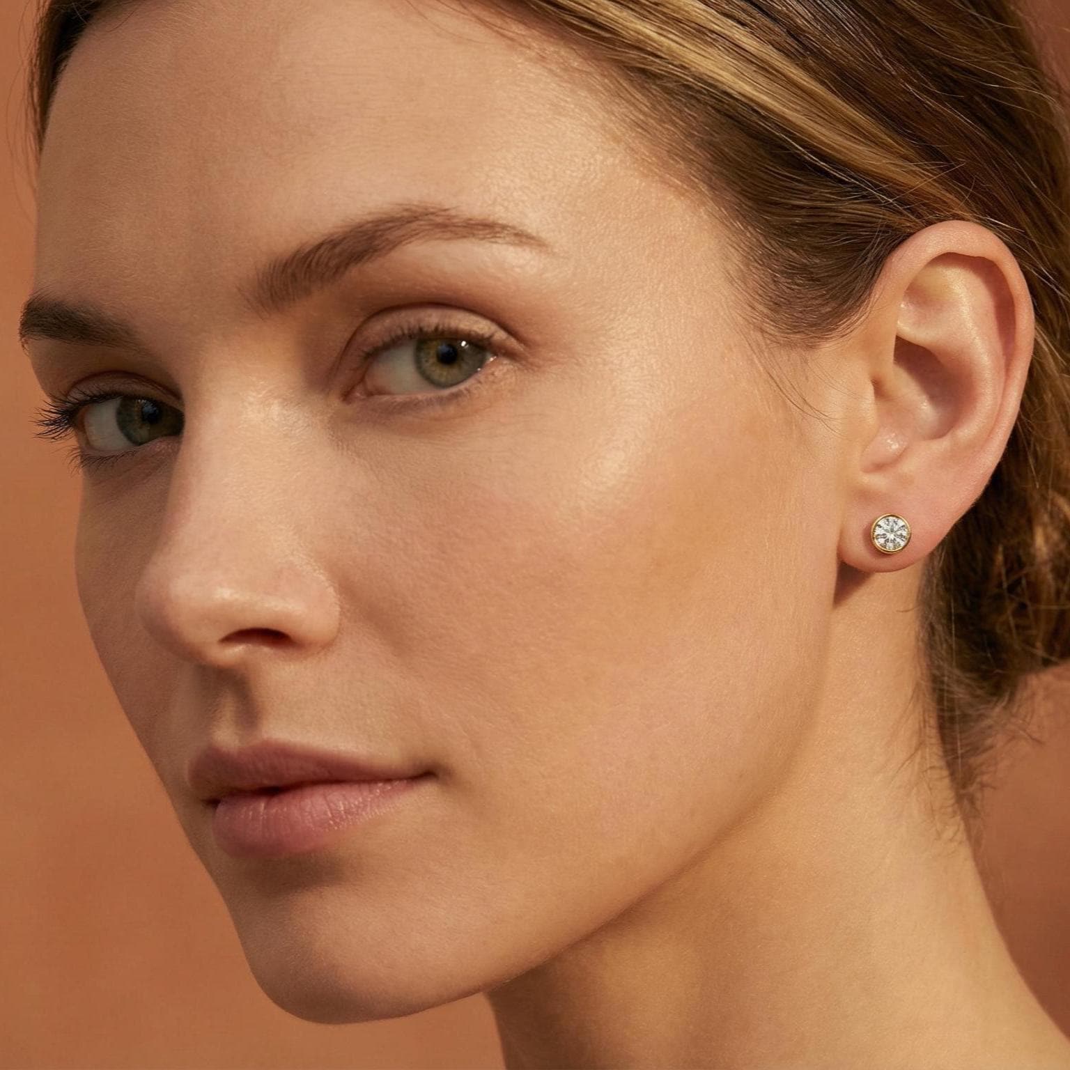 14k Gold Round Brilliant Cut Studs Bezel Set Diamond Earrings 1.00-4.00 CTW Minimalist Gift For Her By JIORE