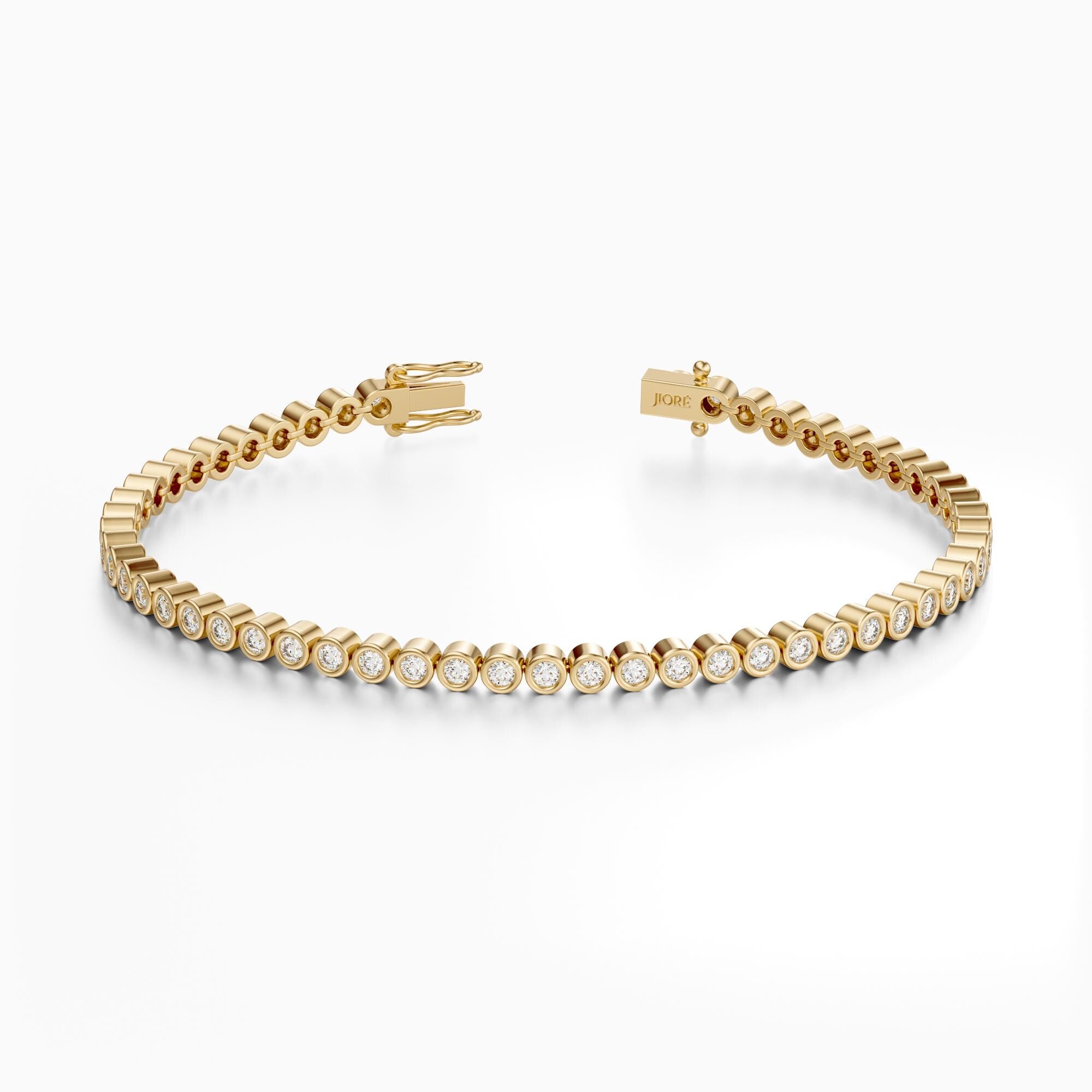 14Kt Gold Bezel Set Round Brilliant Cut 2.00-5.00 TCW Diamond Tennis Bracelet