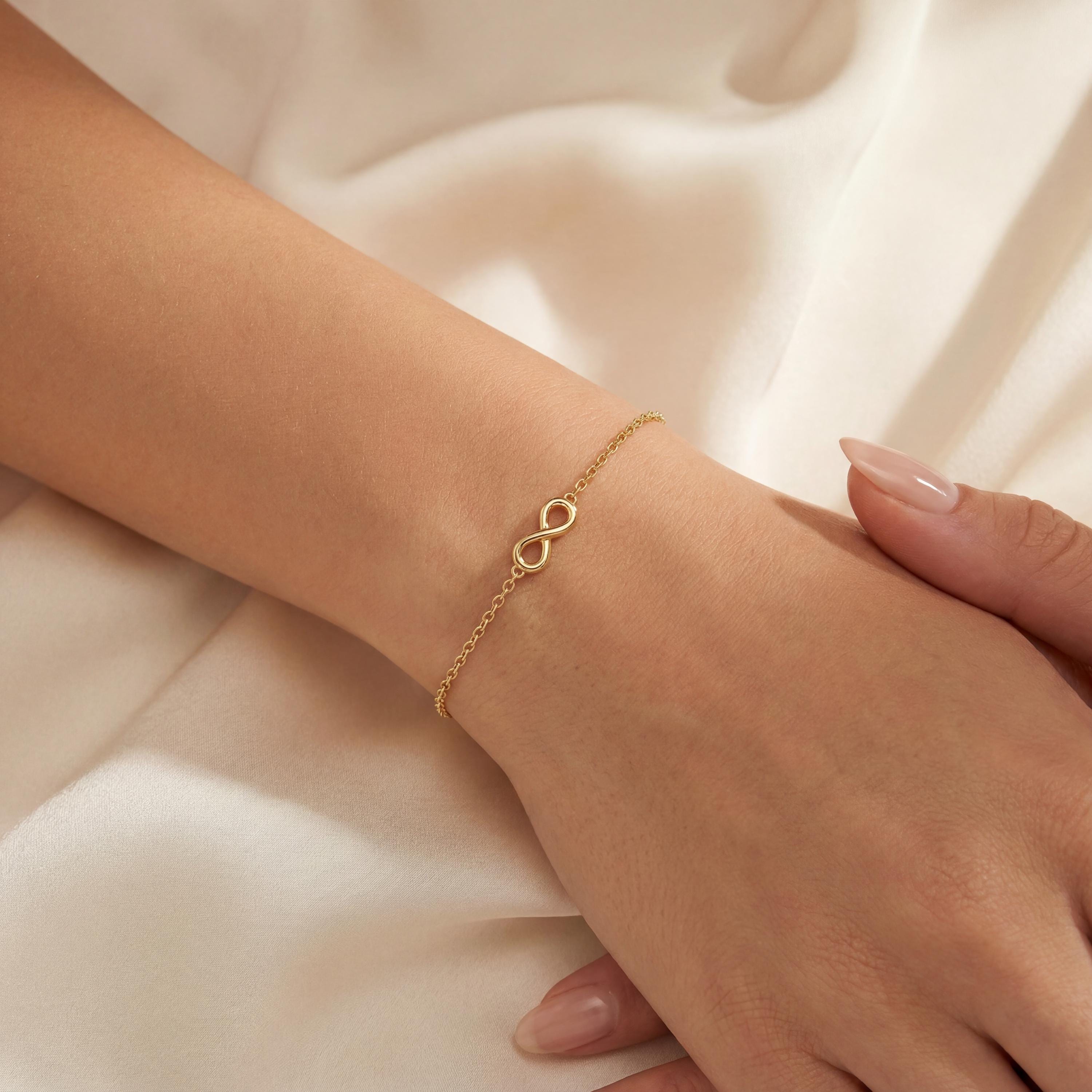 Solid Gold 14K Dainty Infinity Chain Link Bracelet