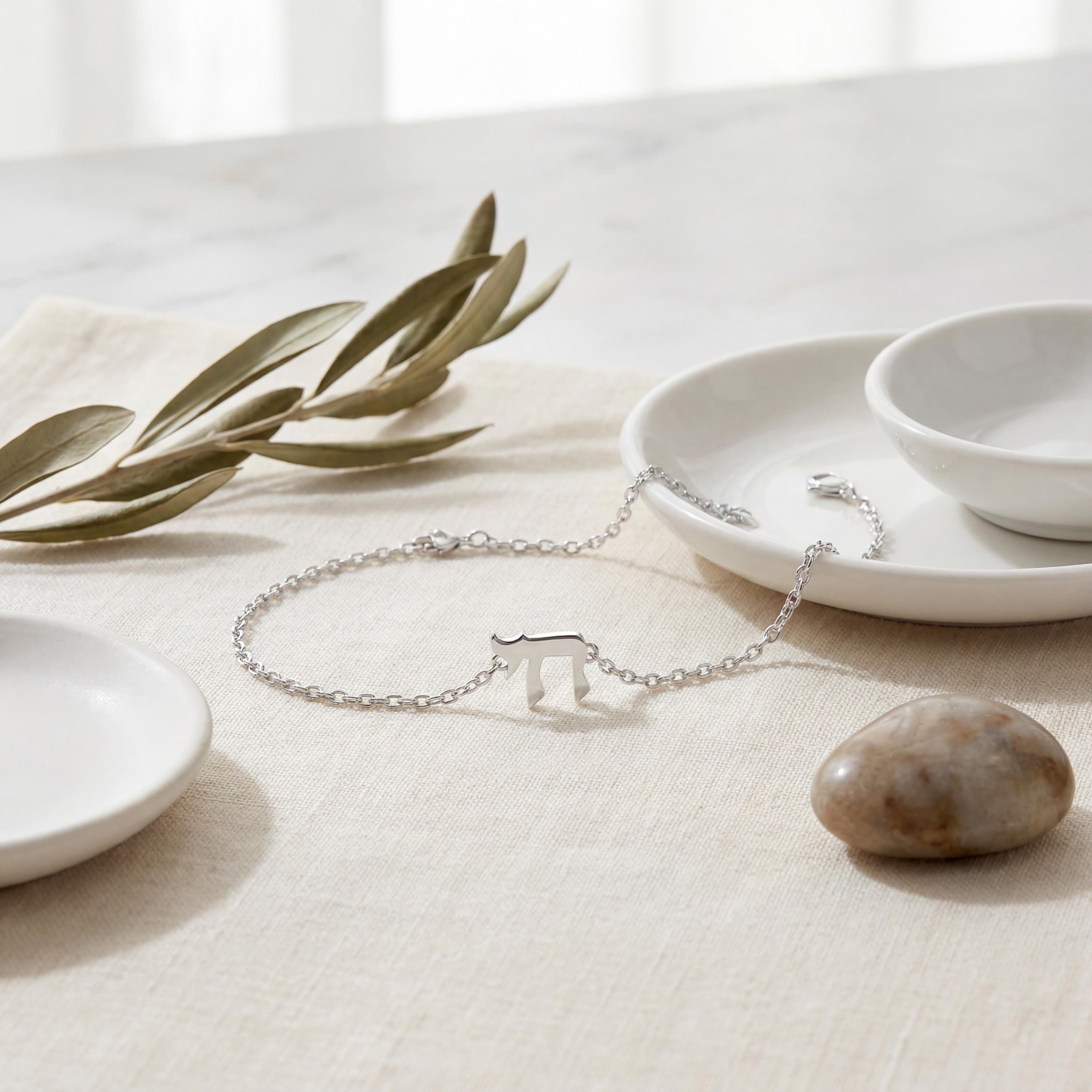 Chai Hebrew Life Symbol Dainty 14K Solid Gold Chain Bracelet
