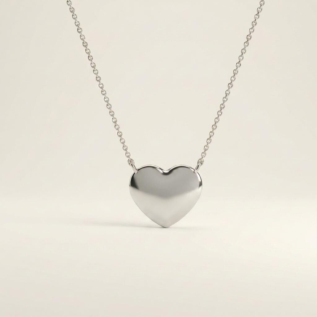 Heart Shape Dainty 14K Solid Gold Pendant Necklace