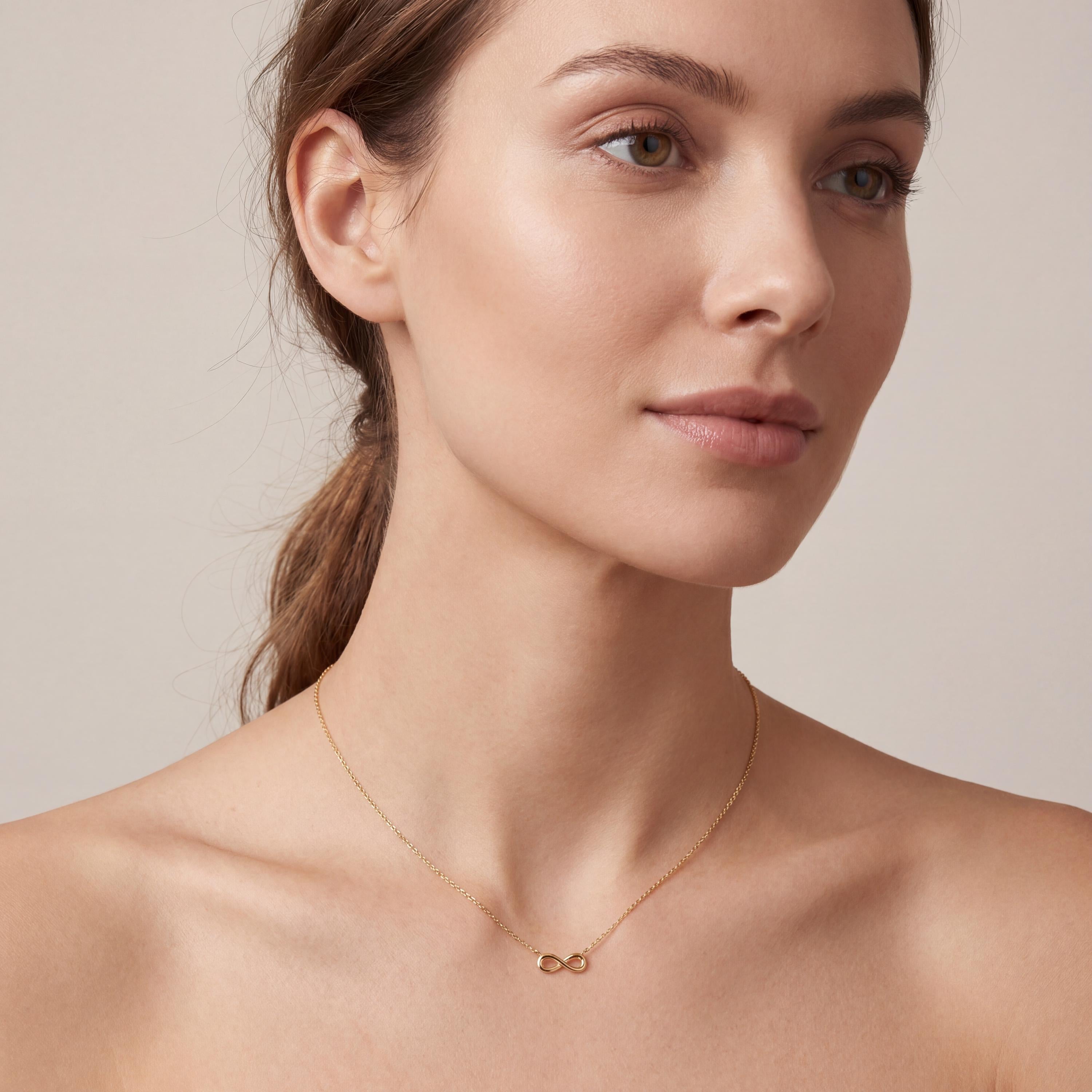 Dainty Infinity Love 14K Solid Gold Pendant Necklace