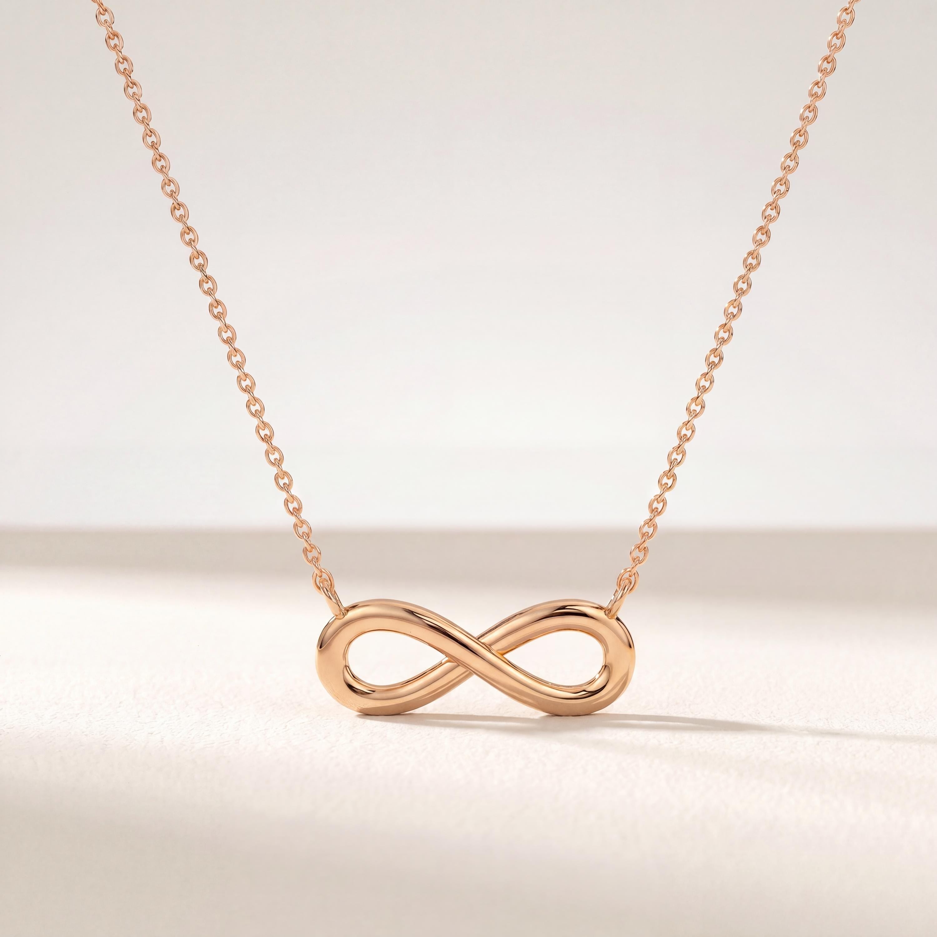 Dainty Infinity Love 14K Solid Gold Pendant Necklace