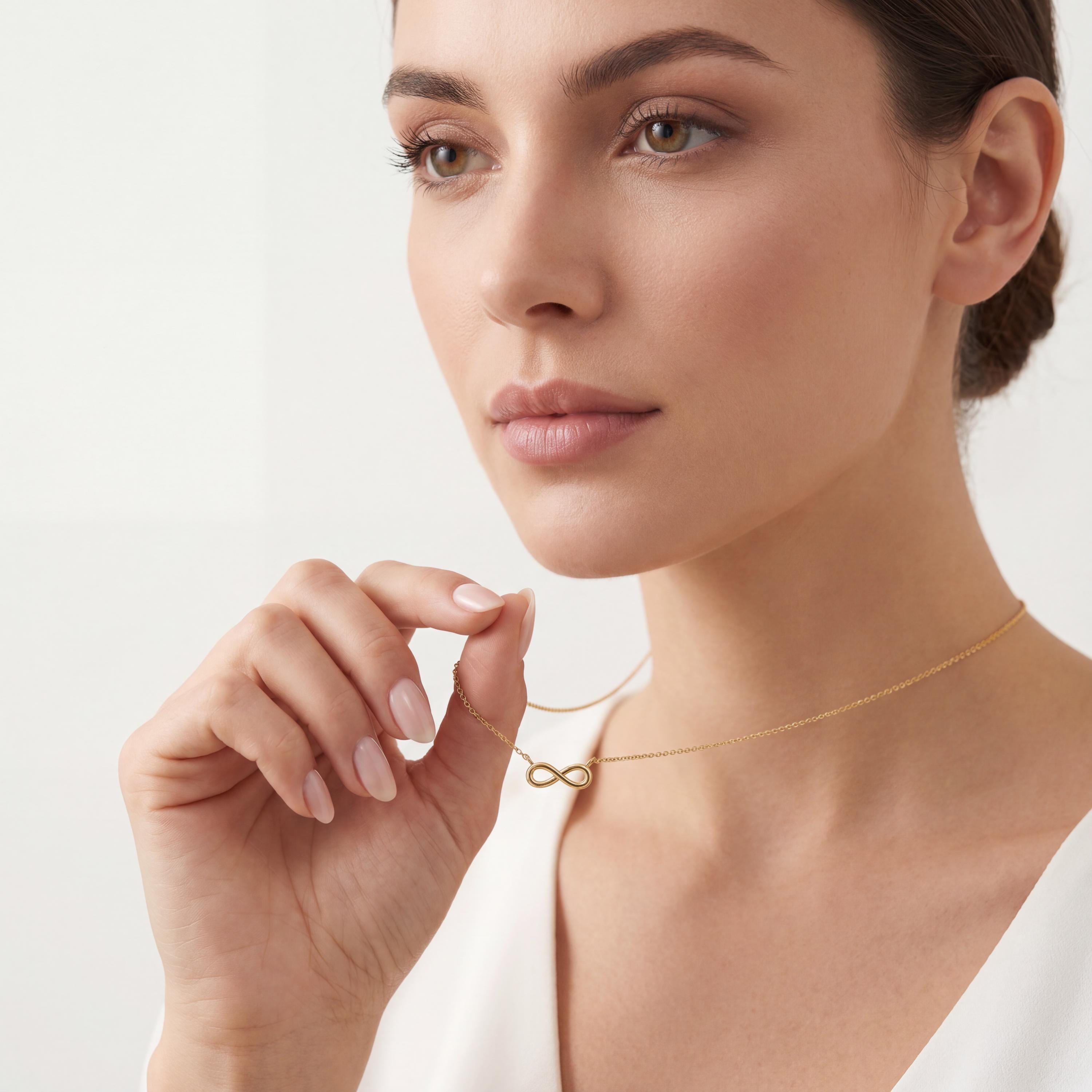 Dainty Infinity Love 14K Solid Gold Pendant Necklace
