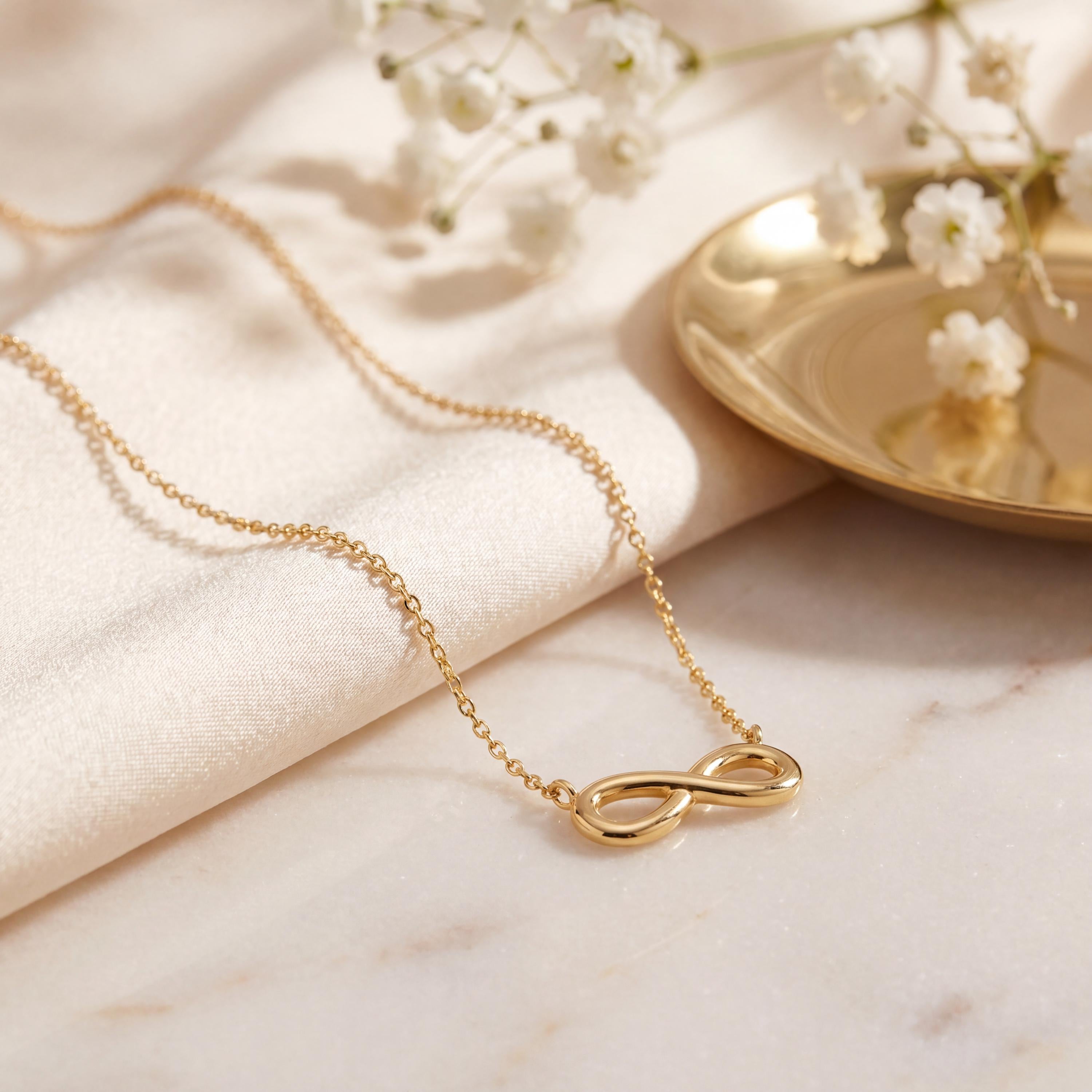 Dainty Infinity Love 14K Solid Gold Pendant Necklace