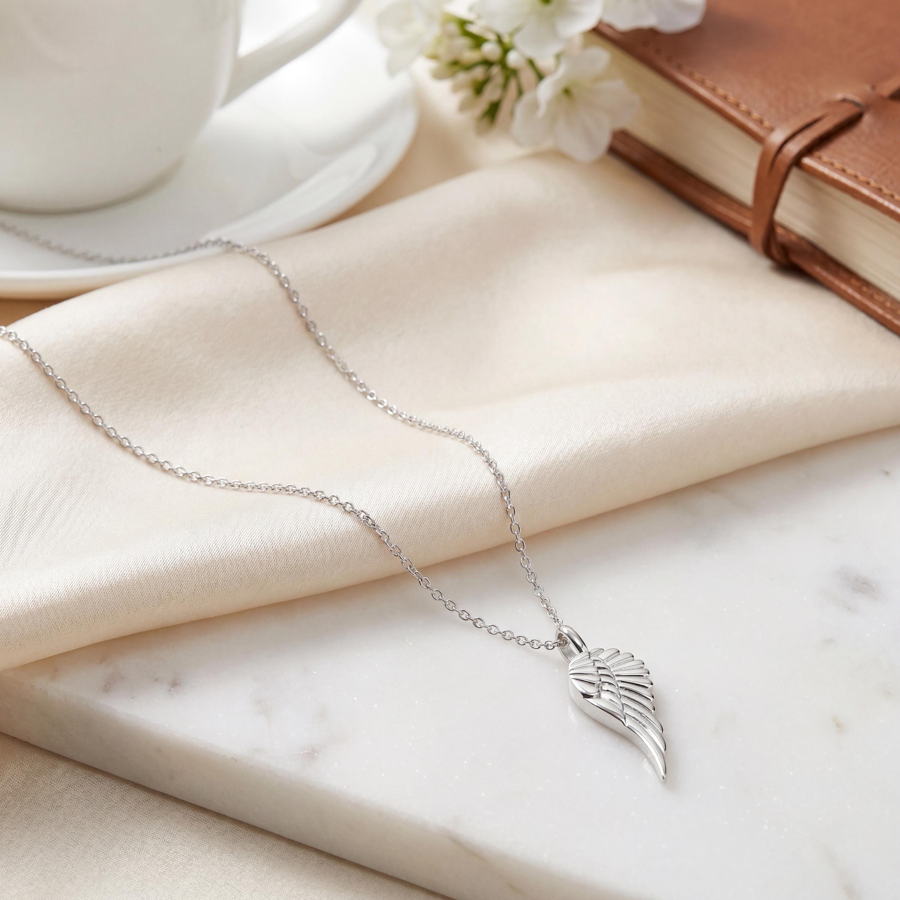 Dainty Angel Wing 14K Solid Gold Pendant Necklace