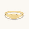 Oval Gold Signet Ring: Silver Stack Band