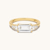 18K Gold Baguette Ring: Three Stone Band