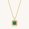 Malachite Gold Pendant: Square Cut Necklace