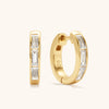 18K Gold Baguette Huggies: Elegant Diamond Earring