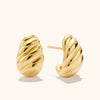 18K Gold Croissant Earrings: Twisted Dome Droplets