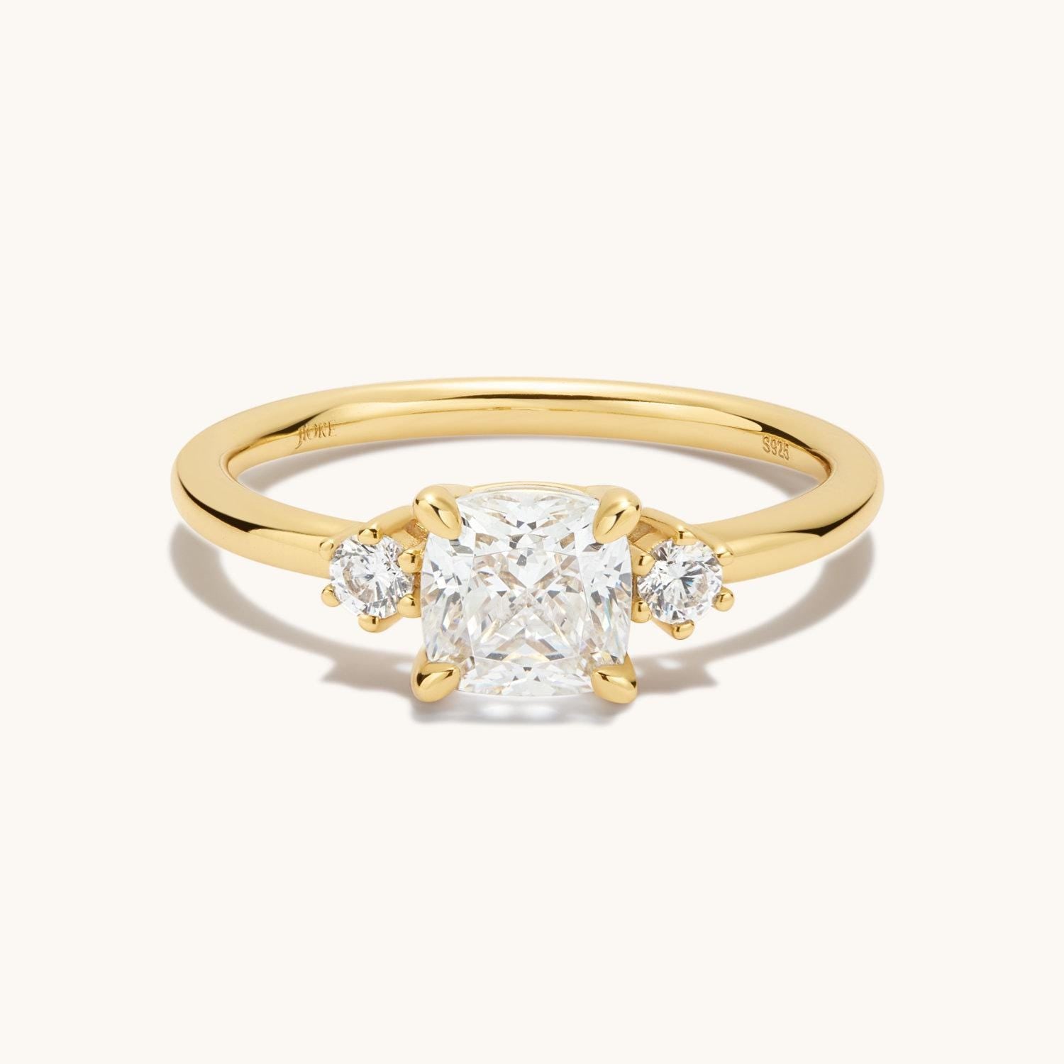 Custom Order  .925 Sterling Silver Moissanite Three Stone Cushion Cut Ring  Made By JIORE
