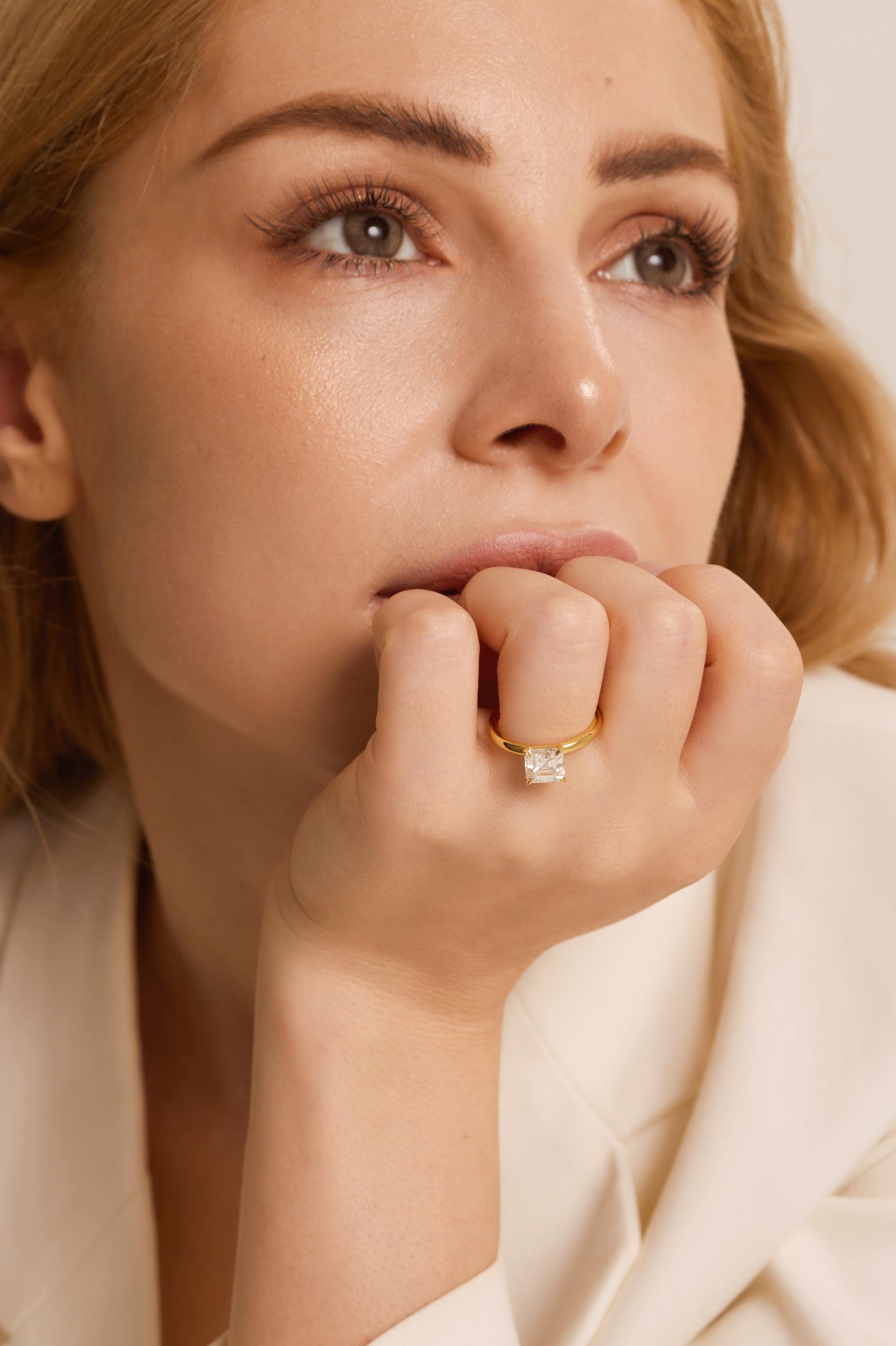 14kt Gold Prong Setting Asscher Cut Shaped 1.00-3.00 Ct Solitaire Diamond Engagement Ring