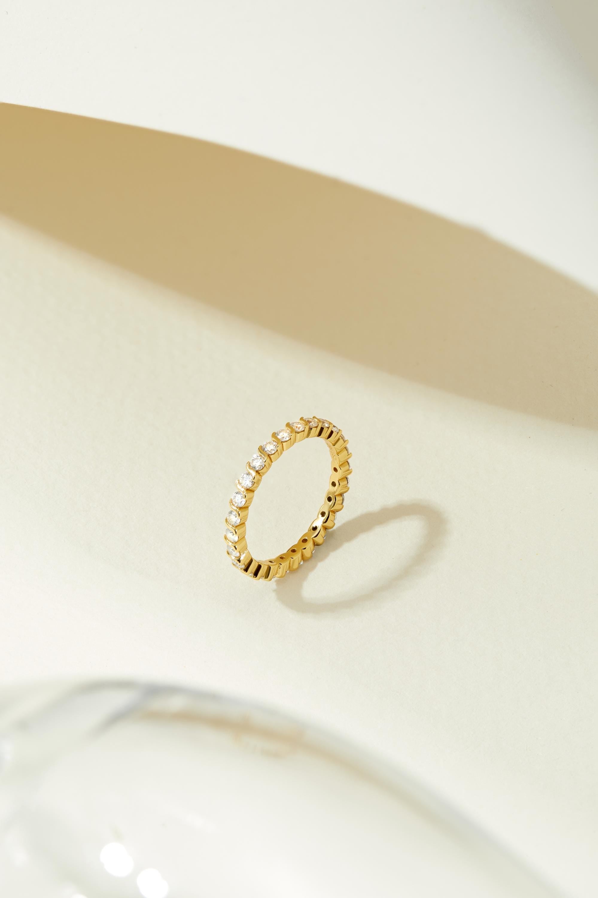 Twist Wave Round Diamond Eternity Band 14K Solid Gold Stackable Wedding Ring