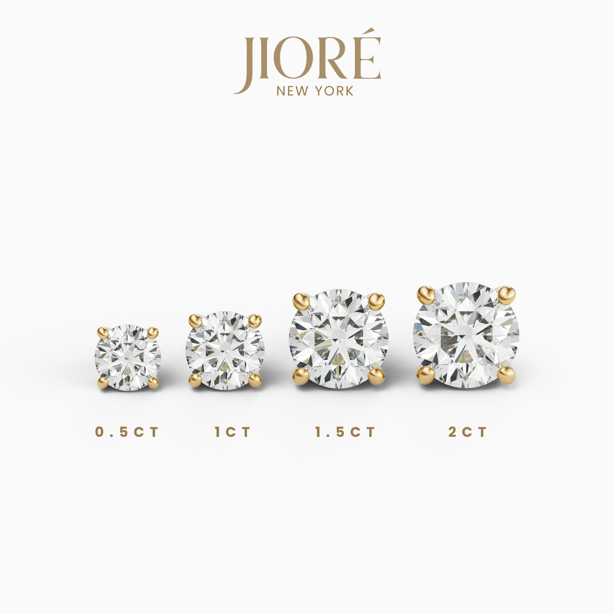 14k Gold Round Brilliant Cut Studs  Prong Set Diamond Earrings  1.00-4.00 CTW  Minimalist Gift For Her By JIORE