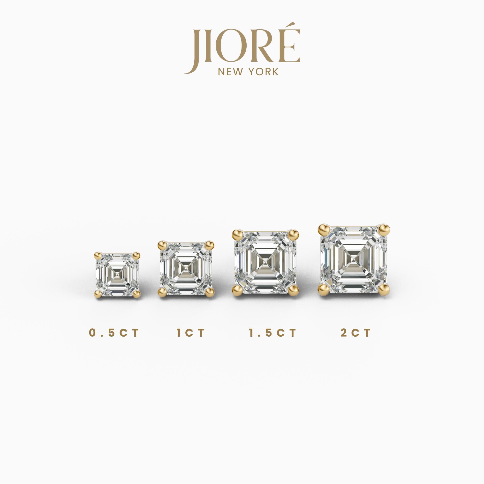 14k Gold Asscher Cut Studs  Prong Set Diamond Earrings  1.00-4.00 CTW  Minimalist Gift For Her By JIORE