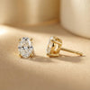 14k Gold Oval Studs  Prong Set Oval Cut Diamond Earrings  1.00-4.00 CTW  Minimalist Gift For Her By JIORE