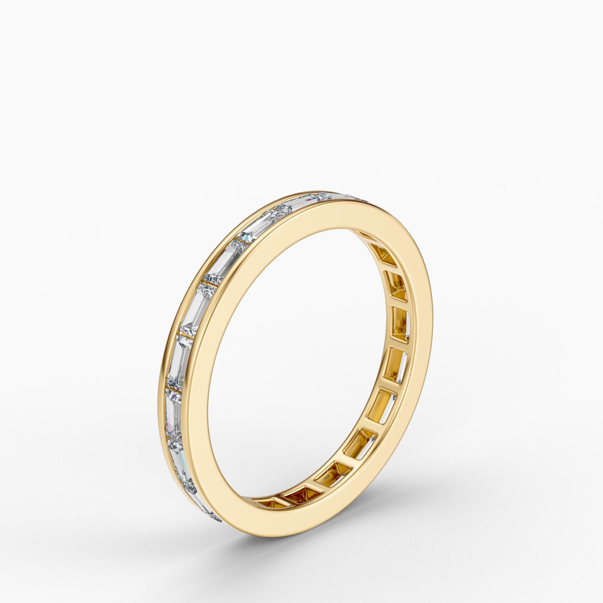 Baguette Cut Diamond Full Eternity Wedding Band Ring 14K Solid Gold Channel Set