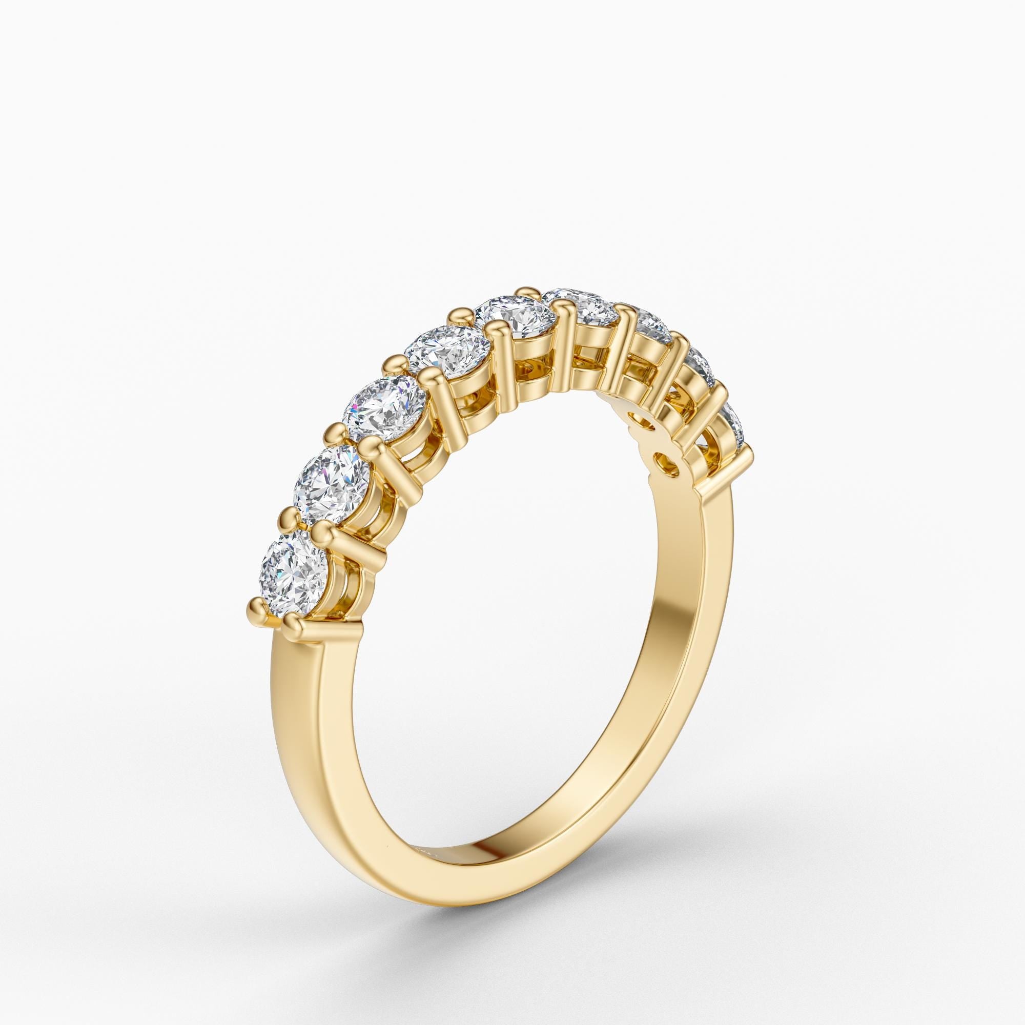 Round Brilliant Cut Diamond Half Way Eternity Wedding Band Ring 14K Solid Gold Prong Set