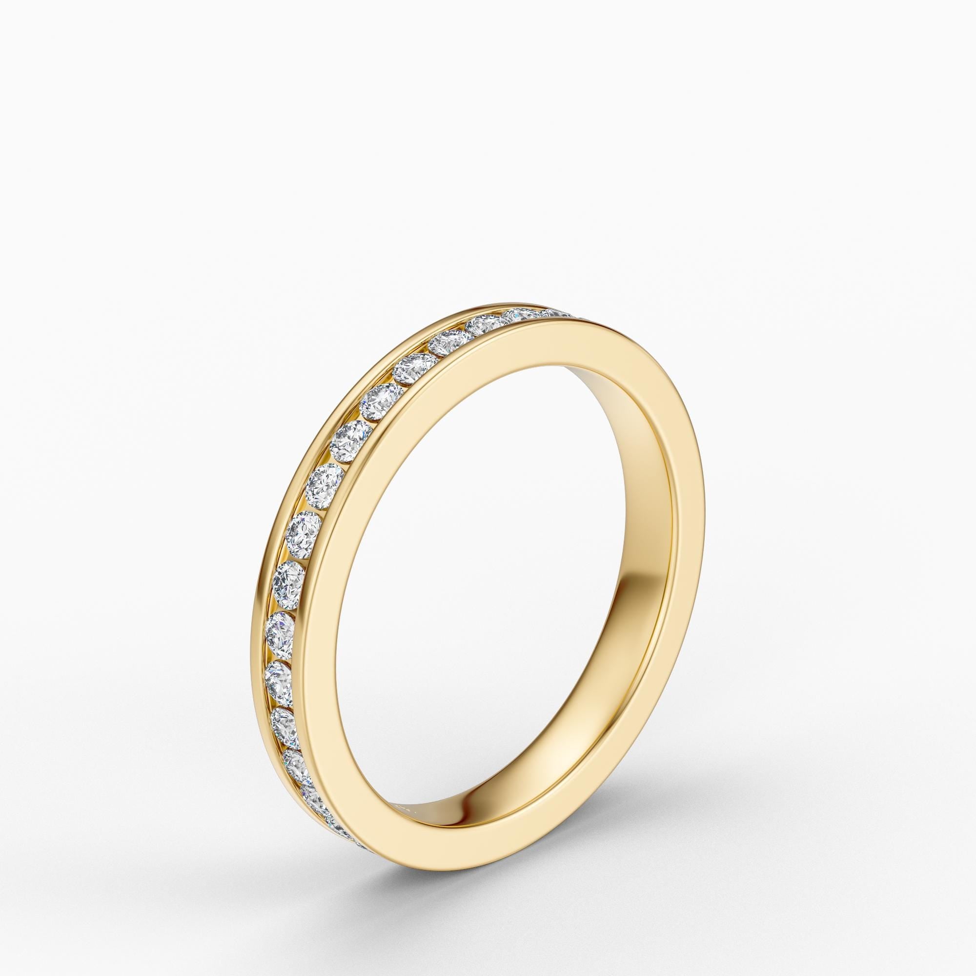 Diamond Round Brilliant Cut Full Eternity Wedding Band Ring 14K Solid Gold Channel Set