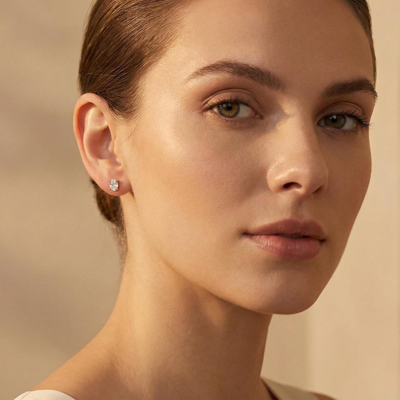 14k Gold Oval Studs  Prong Set Oval Cut Diamond Earrings  1.00-4.00 CTW  Minimalist Gift For Her By JIORE