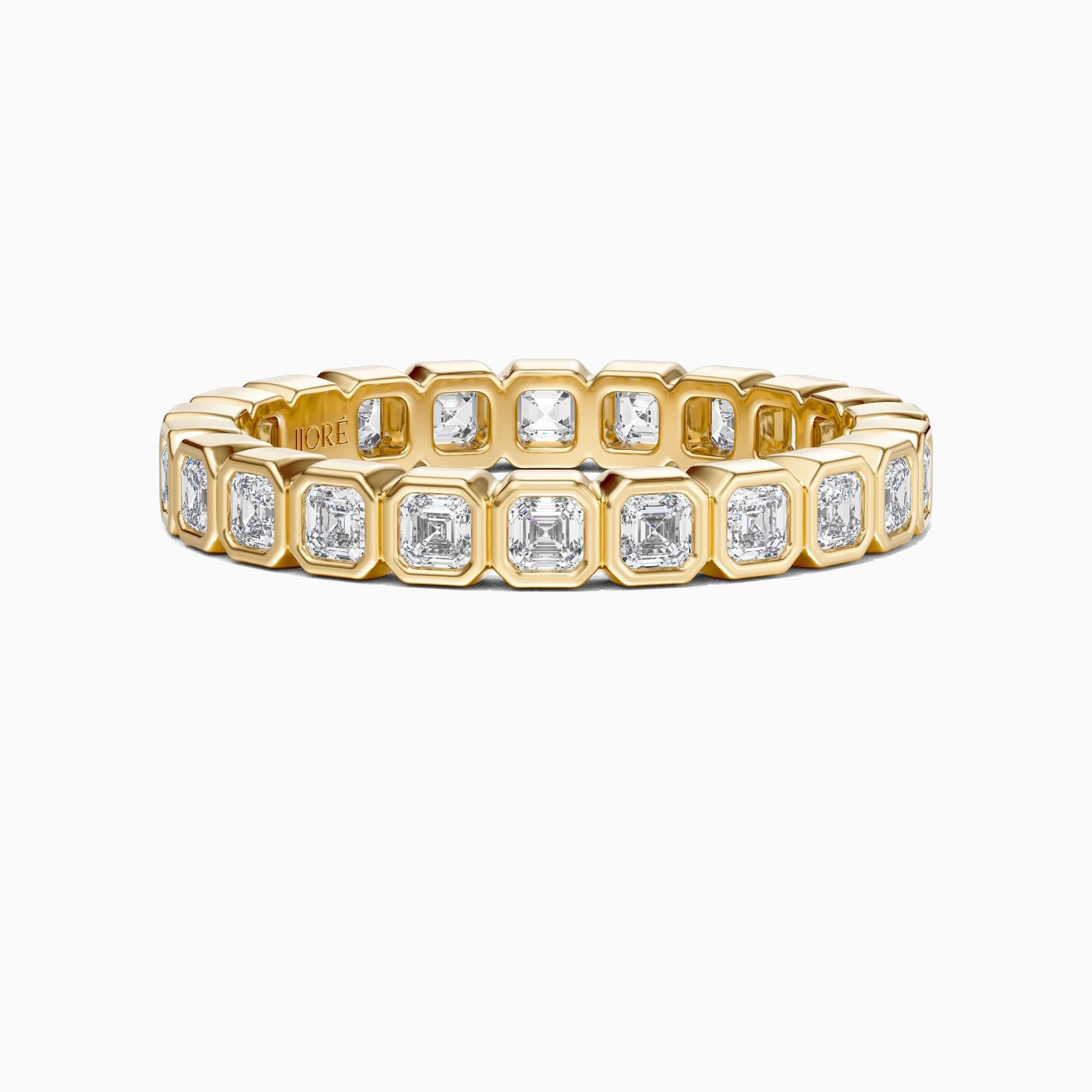 Asscher Cut Diamond Full Eternity Wedding Band Ring 14K Solid Gold Gold Bezel Set