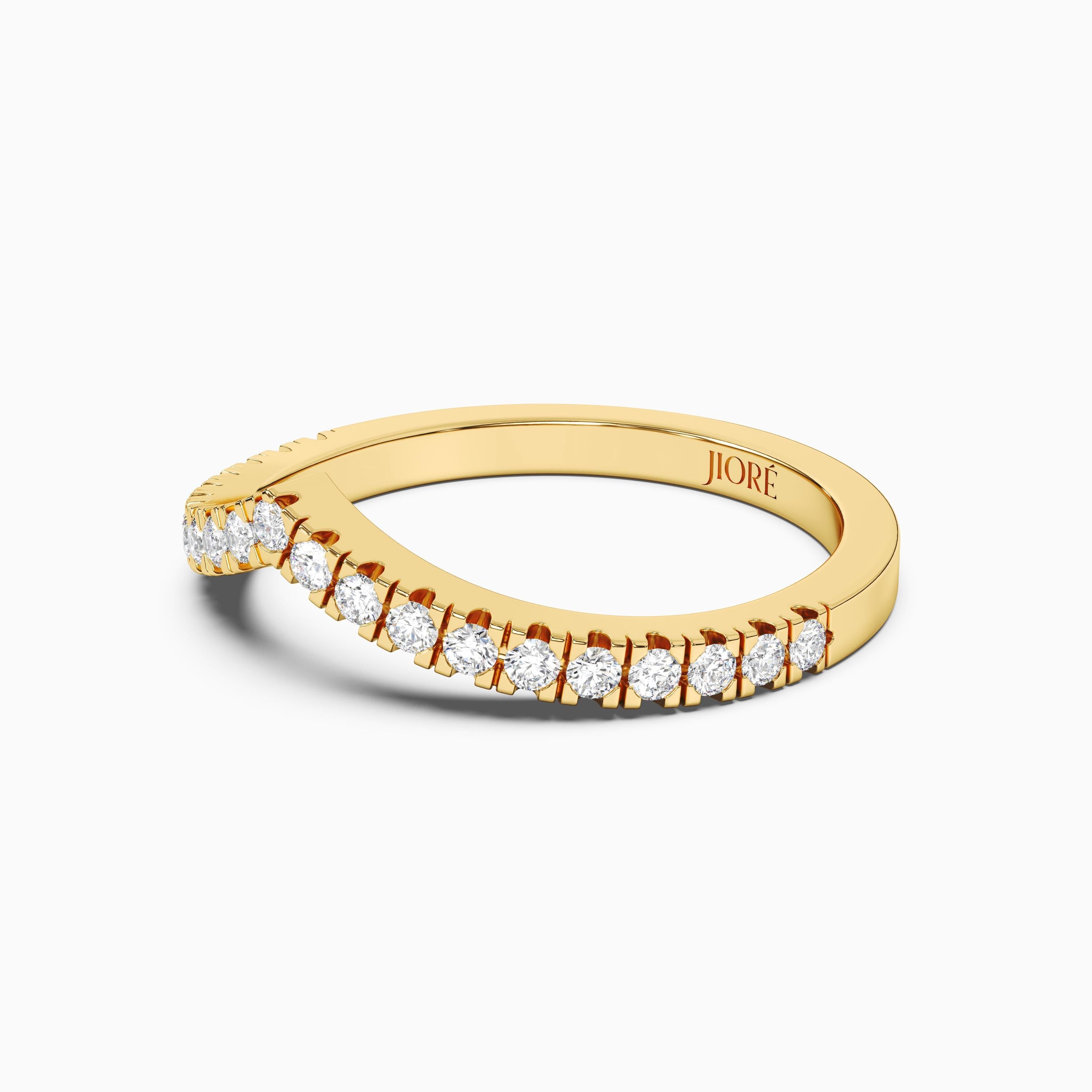Round Brilliant Cut Diamond V Shape Wedding Band Ring 14K Solid Gold Prong Set