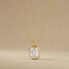 14K Gold Diamond Bezel Pendant  Elegant Emerald Cut Necklace  Dainty Modern Minimalist Gift For Her By JIORE