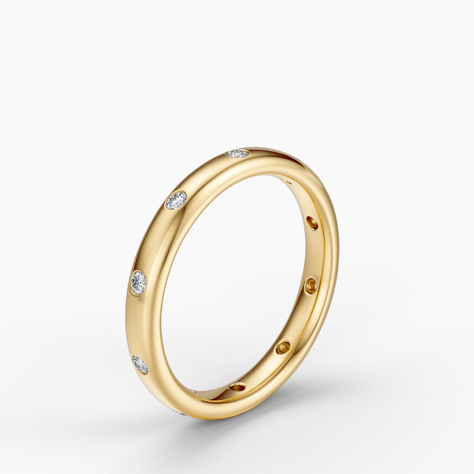 Diamond Round Brilliant Cut Full Eternity Wedding Band Ring 14K Solid Gold Flush Set