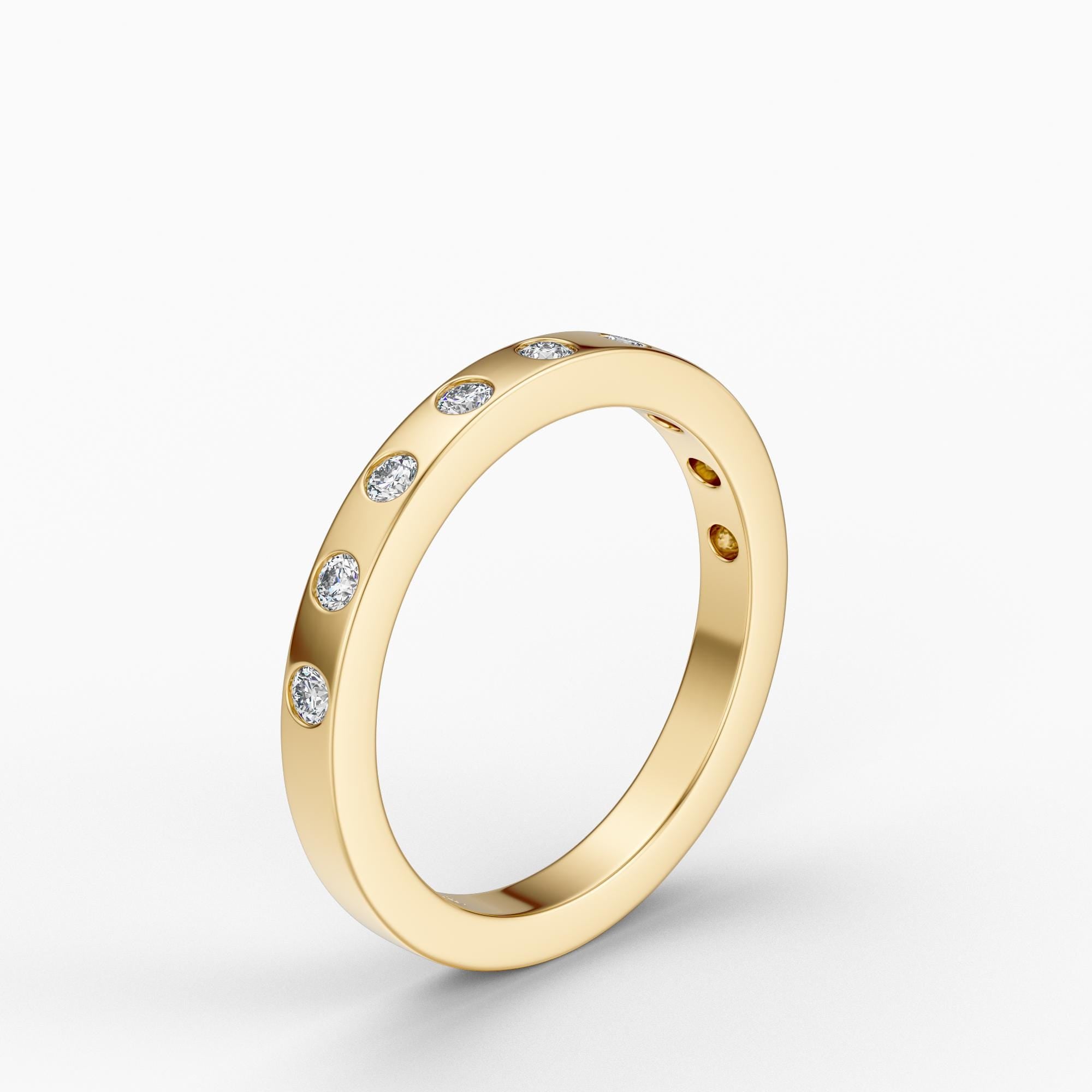 Diamond Half Way Round Brilliant Cut Eternity Wedding Band Ring Solid 14K Gold Flush Set