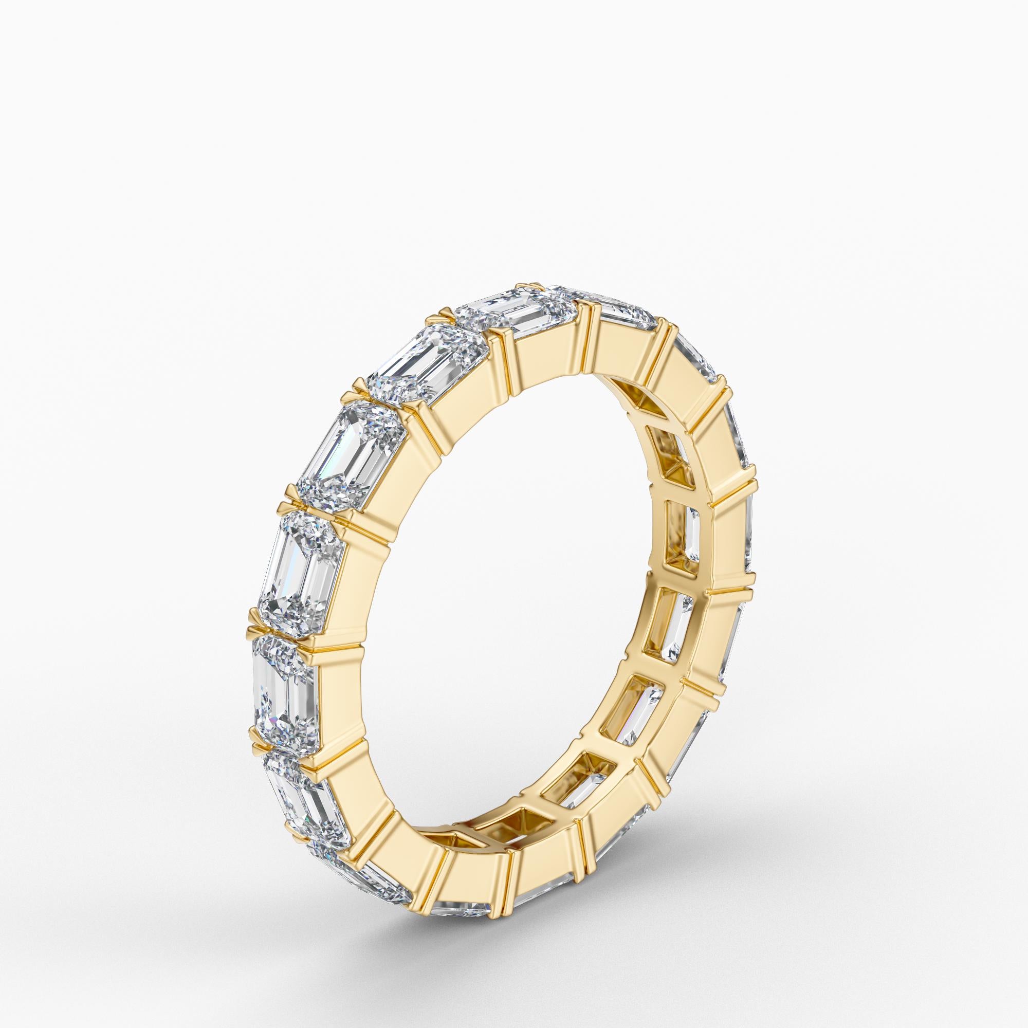 Emerald Cut Diamond Full Eternity Wedding Band Ring 14K Solid Gold Prong Set