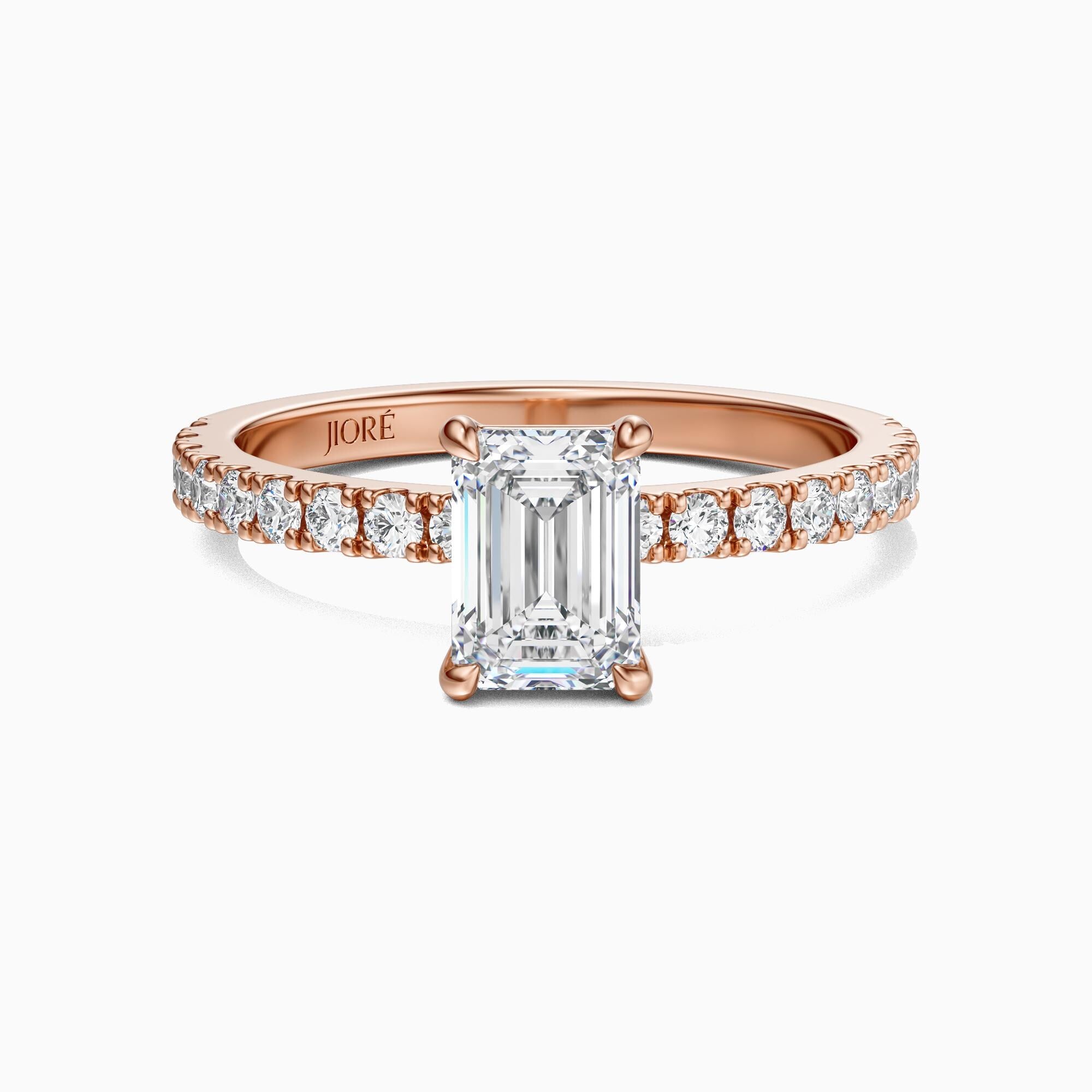 14kt Gold Pave Set Emerald Cut 1.00-3.00 Ct Solitaire Diamond Engagement Ring