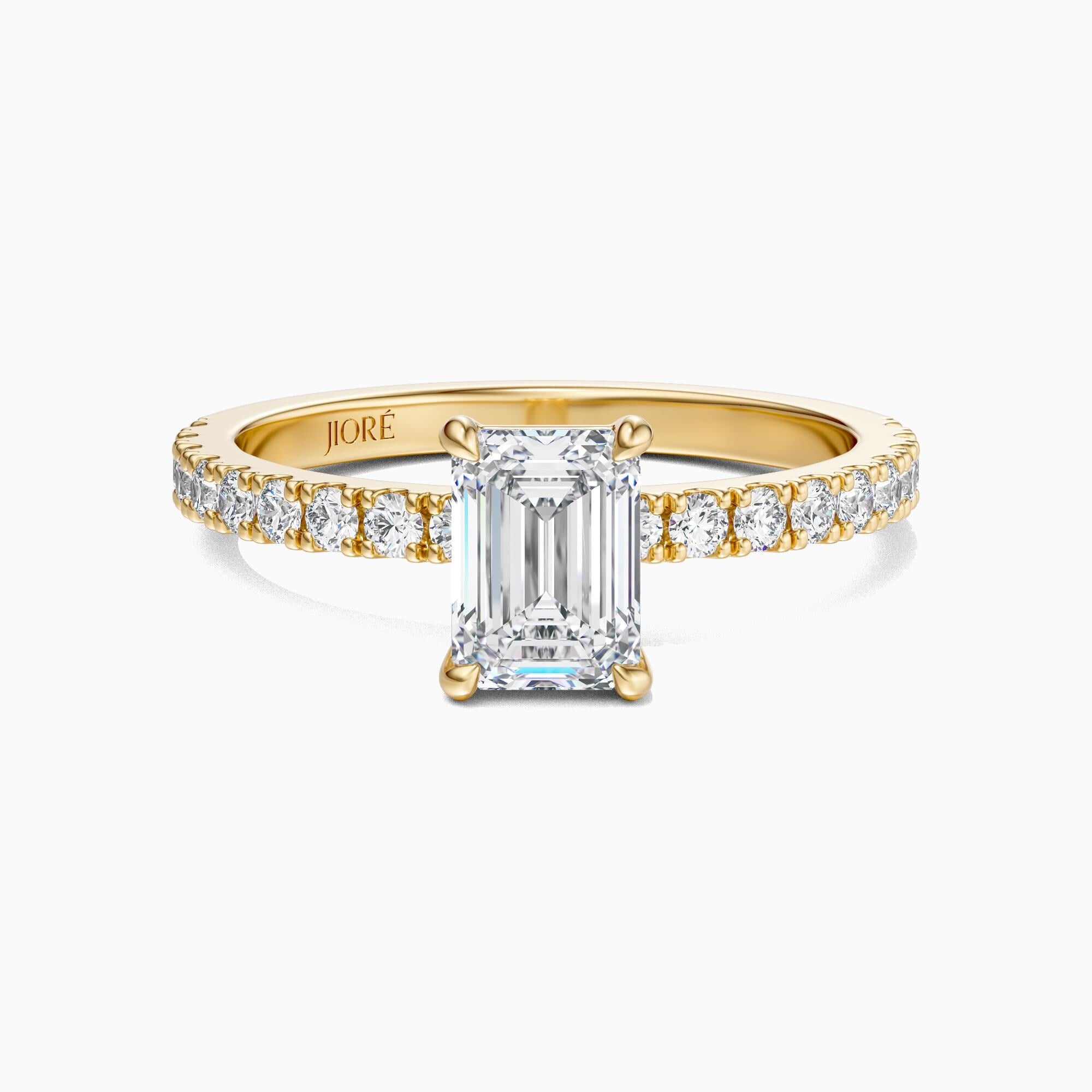 14kt Gold Pave Set Emerald Cut 1.00-3.00 Ct Solitaire Diamond Engagement Ring