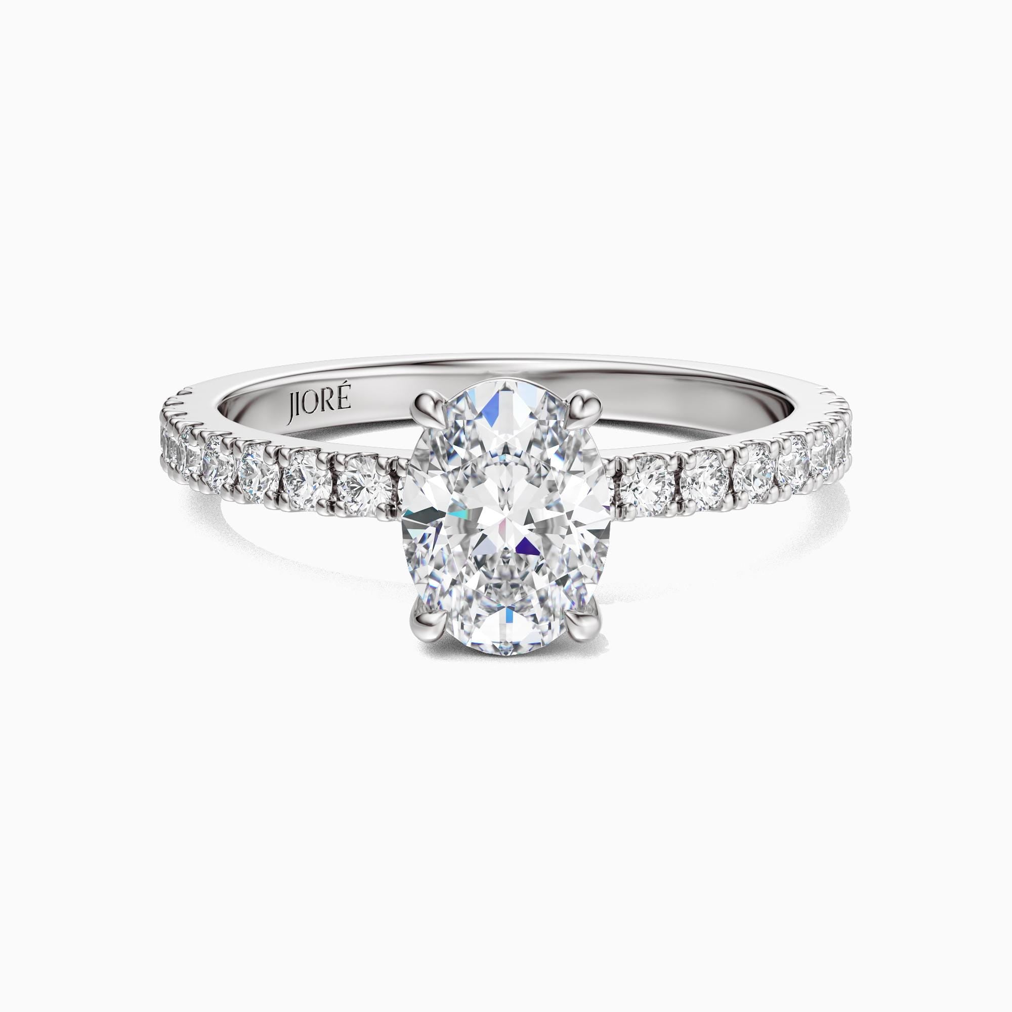 14kt Gold Pave Set Oval Shaped 1.00-3.00 Ct Solitaire Diamond Engagement Ring