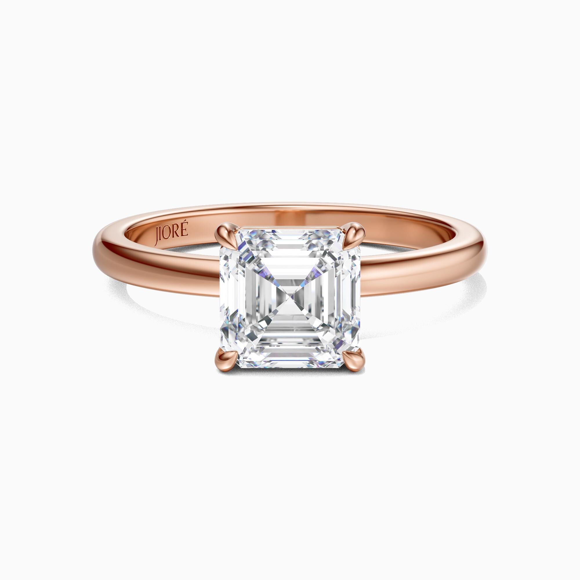 14kt Gold Prong Setting Asscher Cut Shaped 1.00-3.00 Ct Solitaire Diamond Engagement Ring