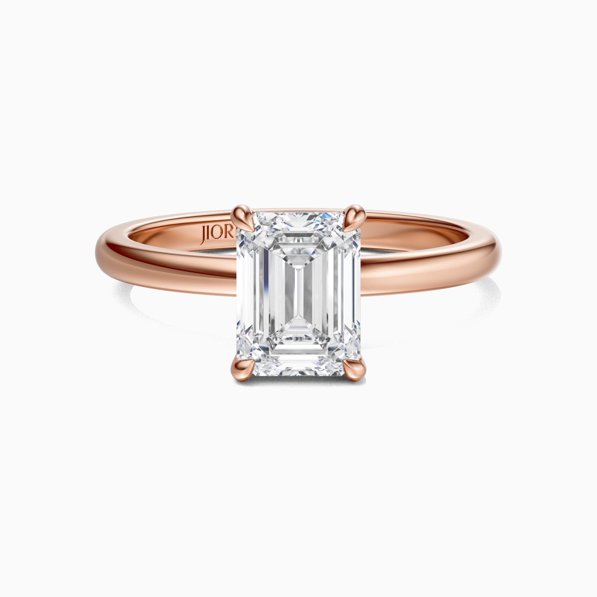 14kt Gold Prong Setting Emerald Cut Shaped 1.00-3.00 Ct Solitaire Diamond Engagement Ring