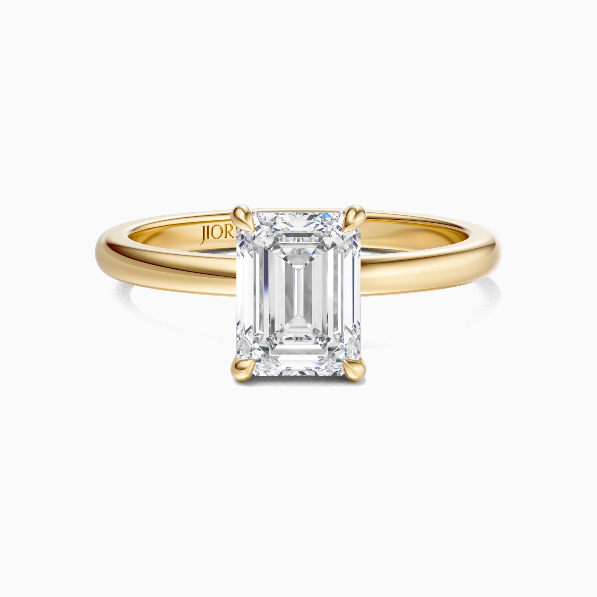 14kt Gold Prong Setting Emerald Cut Shaped 1.00-3.00 Ct Solitaire Diamond Engagement Ring
