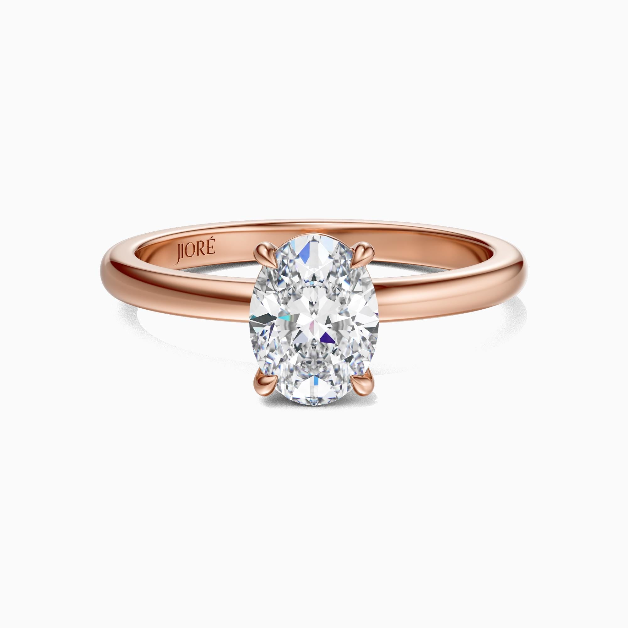 14kt Gold Prong Setting Oval Shape 1.00-3.00 Ct Solitaire Diamond Engagement Ring