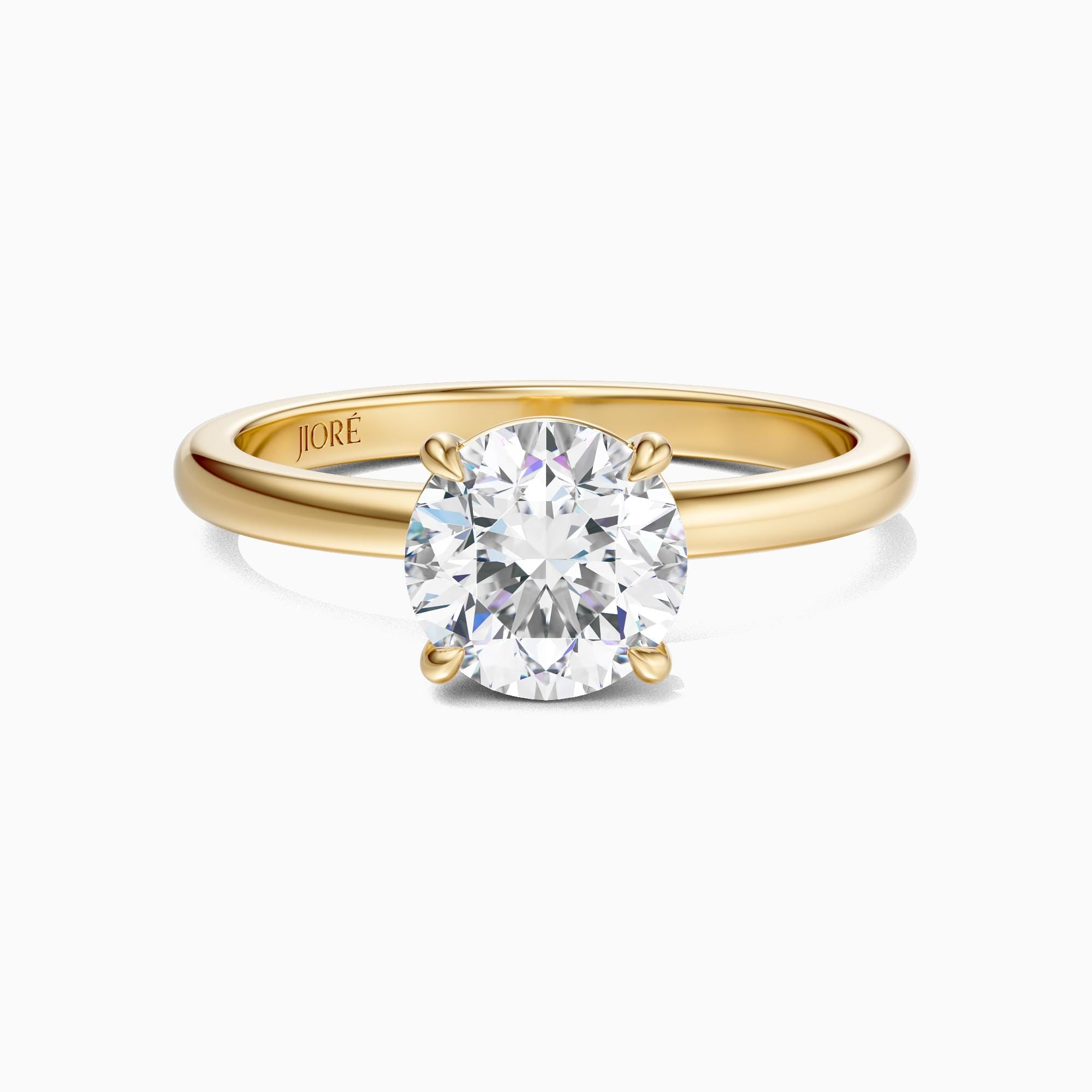 14kt Gold Prong Setting Round Brilliant Cut 1.00-3.00 Ct Solitaire Diamond Engagement Ring