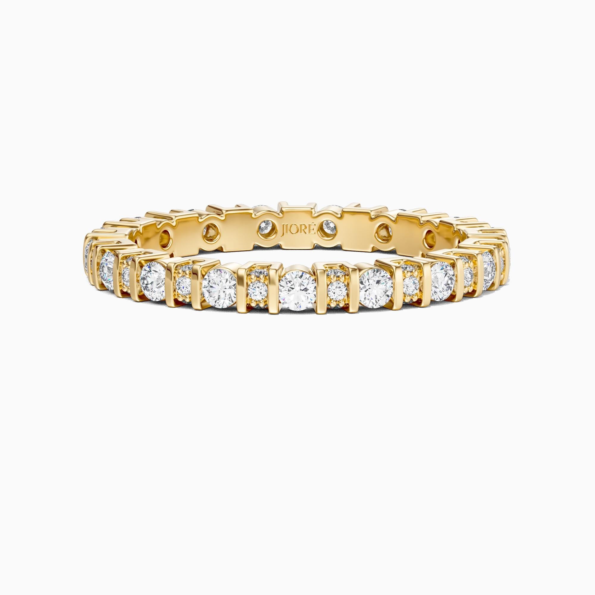 Diamond Full Eternity Round Wedding Band Ring 14K Solid Gold Bar Set