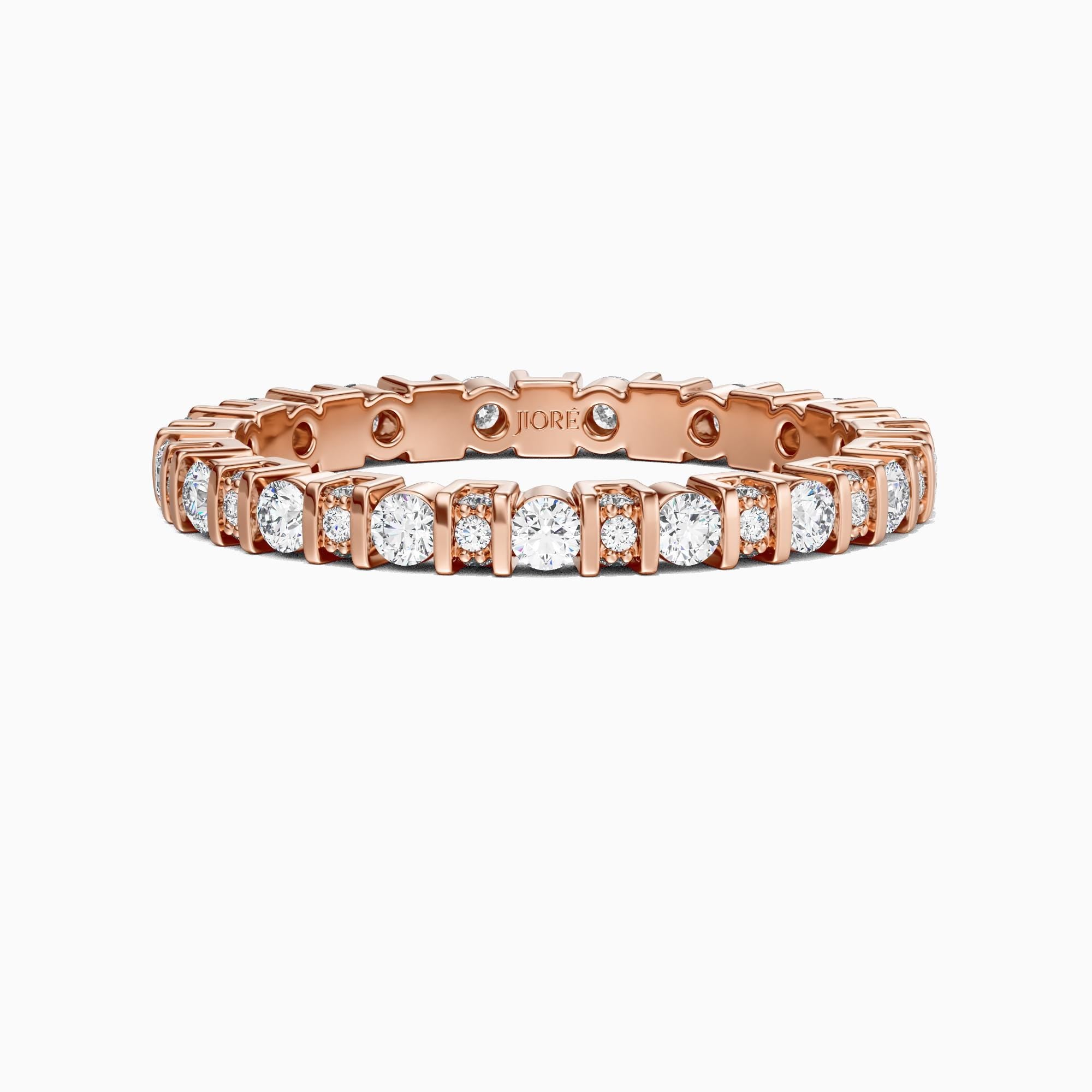 Diamond Full Eternity Round Wedding Band Ring 14K Solid Gold Bar Set