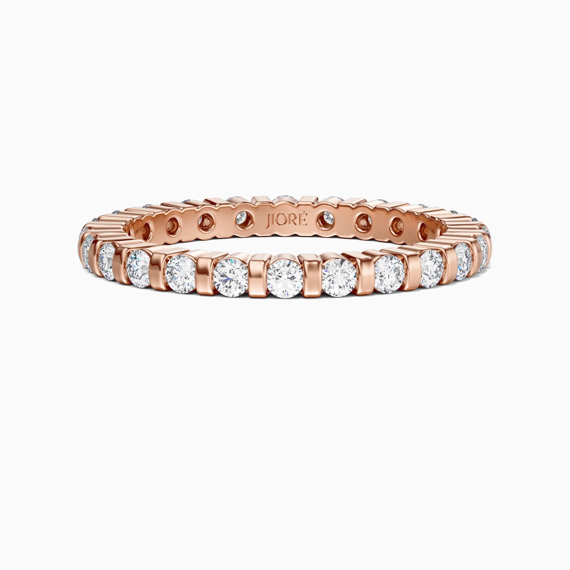 Diamond Round Full Eternity Stackable Wedding Band Ring 14K Solid Gold Bar Set