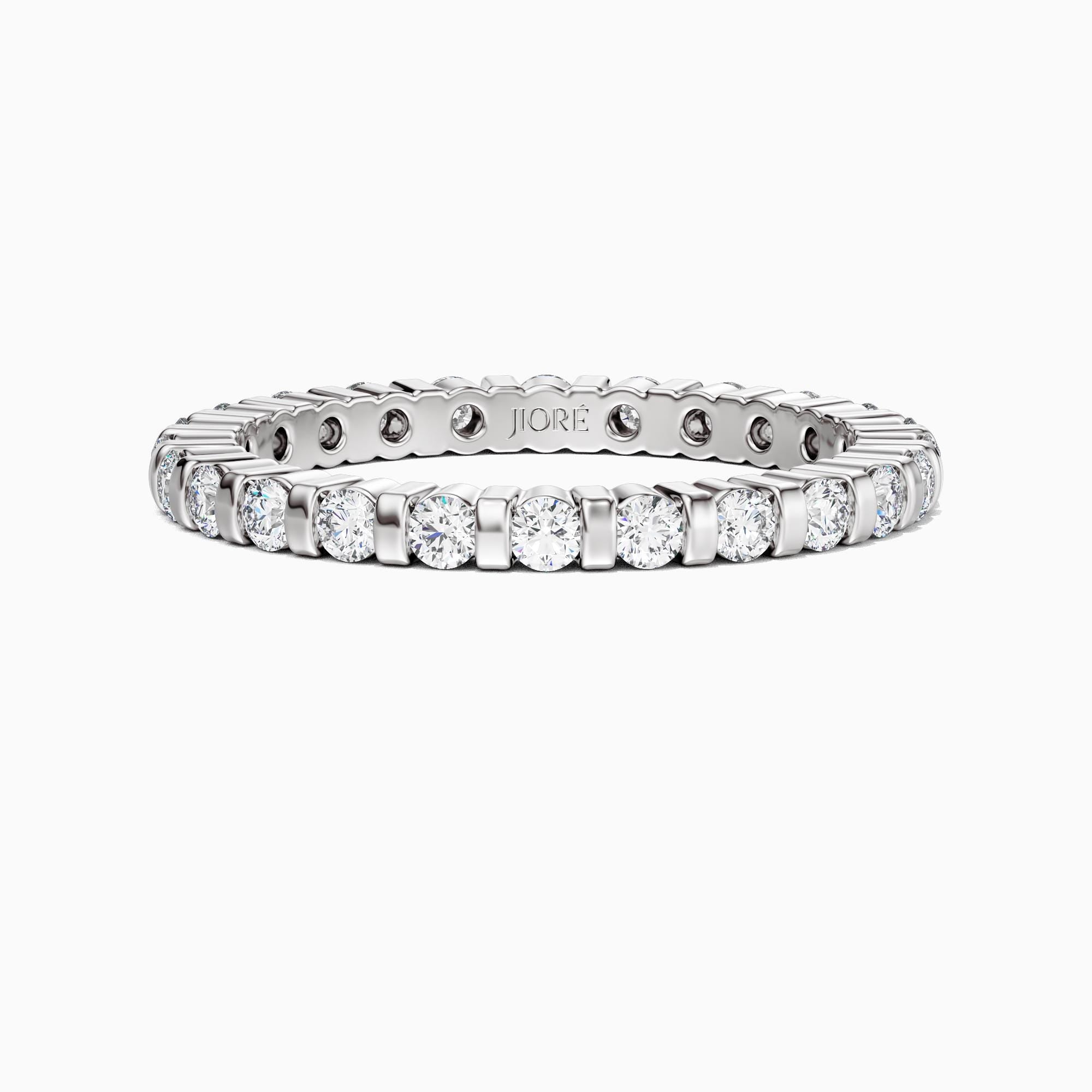 Diamond Round Full Eternity Stackable Wedding Band Ring 14K Solid Gold Bar Set