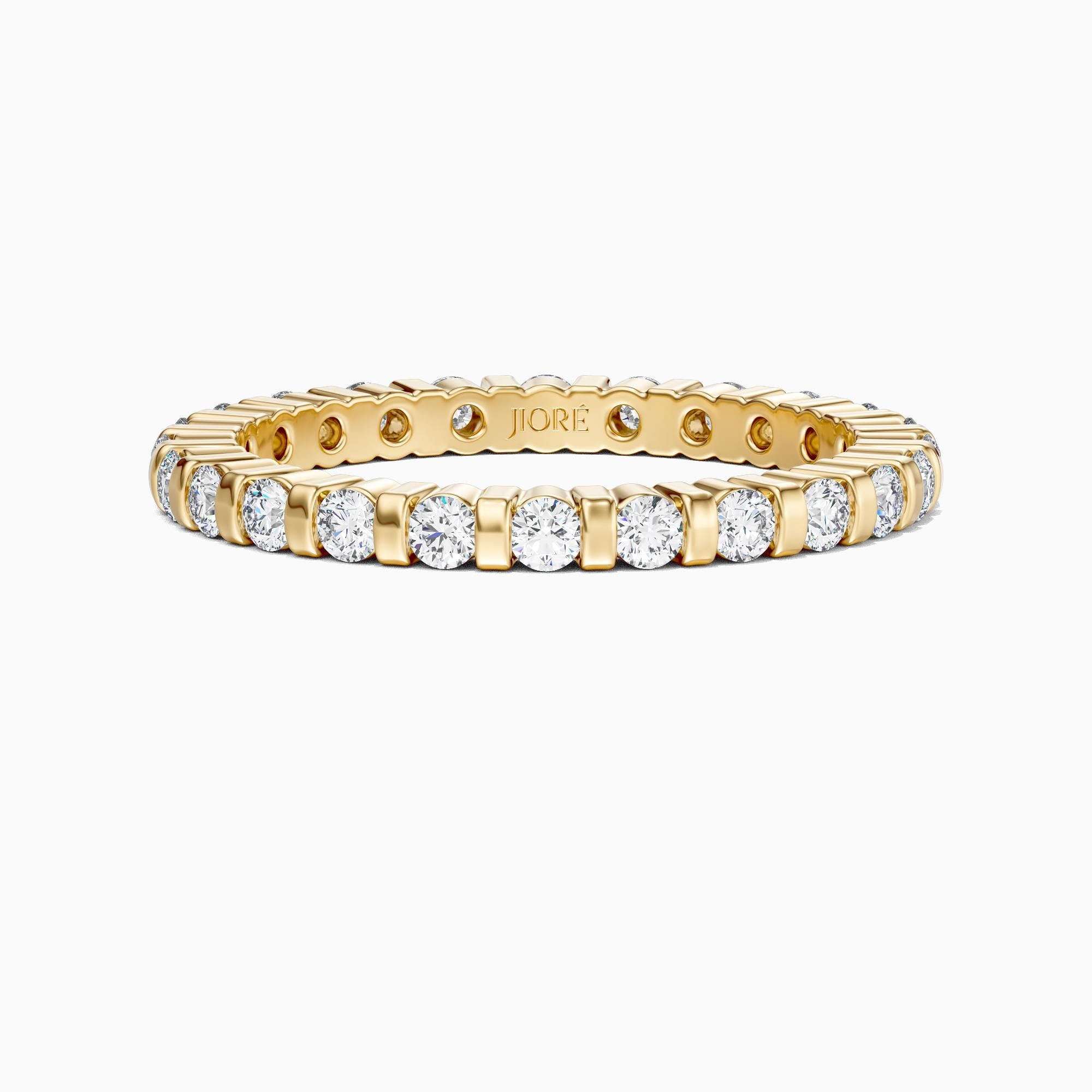 Diamond Round Full Eternity Stackable Wedding Band Ring 14K Solid Gold Bar Set