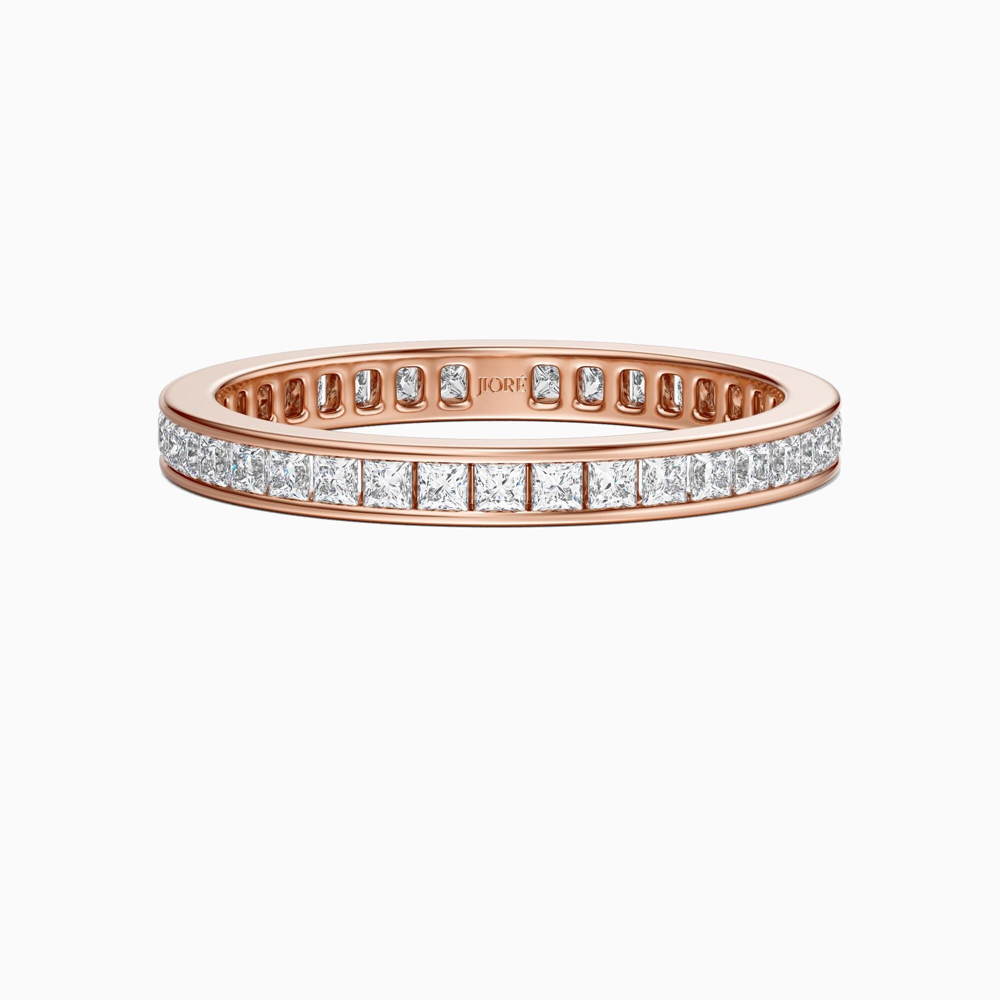 Princess Cut Diamond Full Eternity Stackable Wedding Band Ring 14K Solid Gold Channel Set