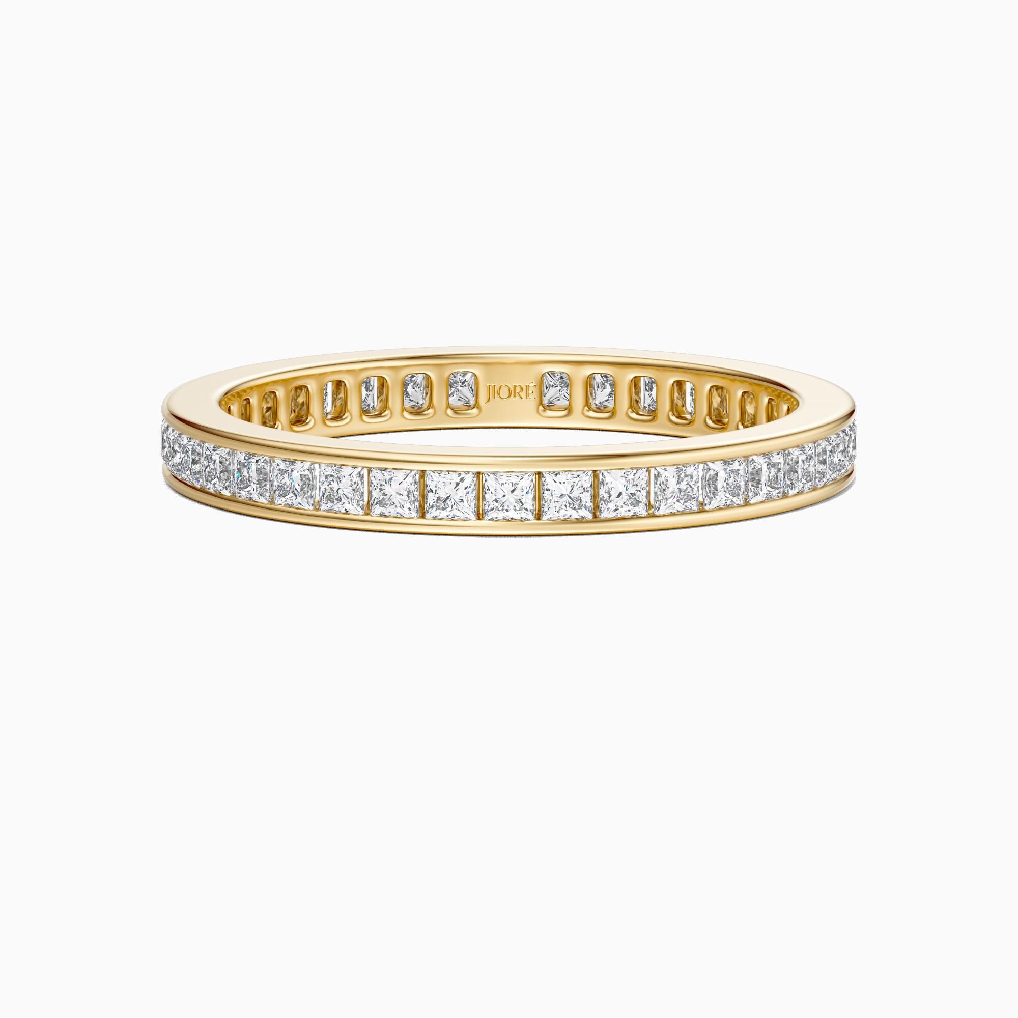 Princess Cut Diamond Full Eternity Stackable Wedding Band Ring 14K Solid Gold Channel Set