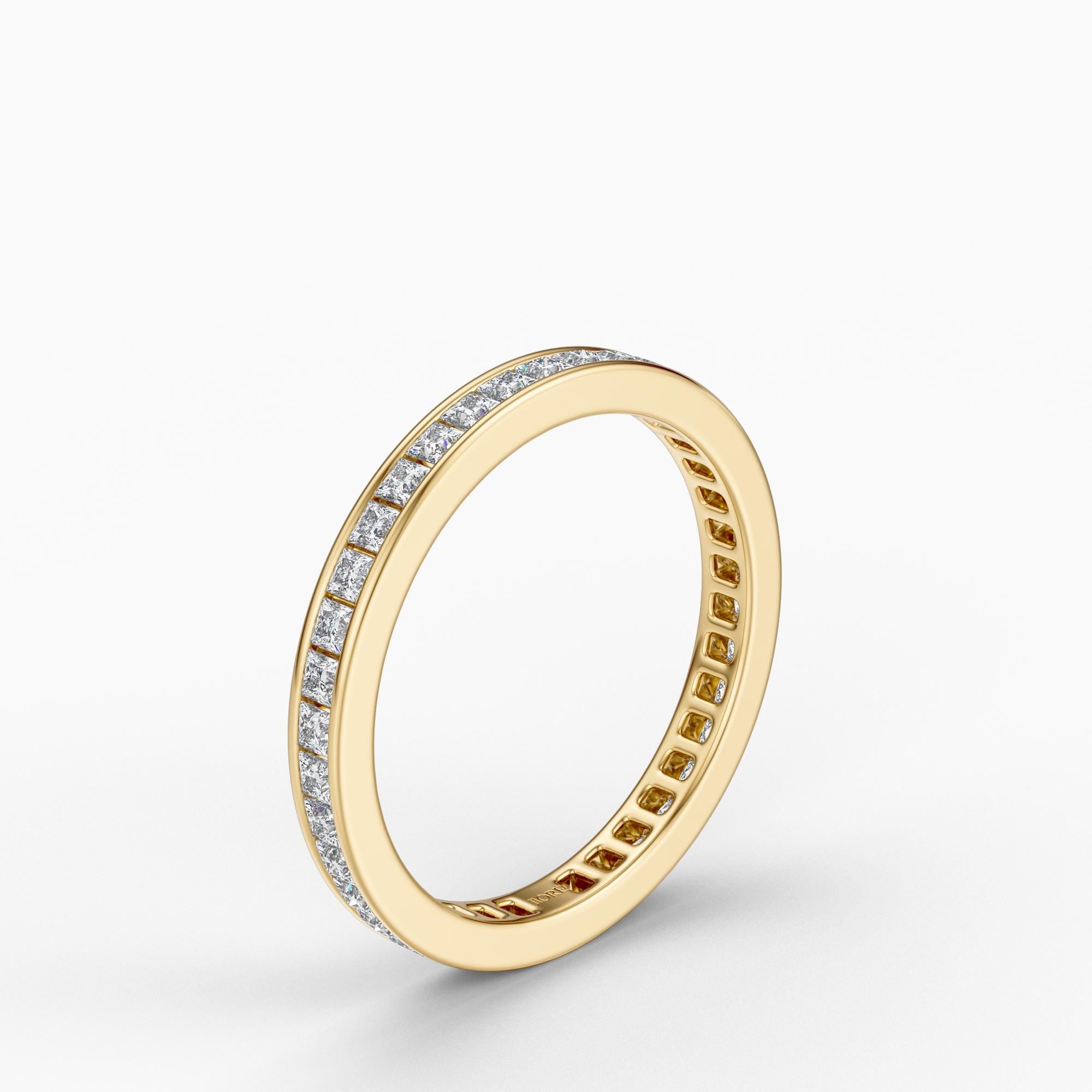 Princess Cut Diamond Full Eternity Stackable Wedding Band Ring 14K Solid Gold Channel Set