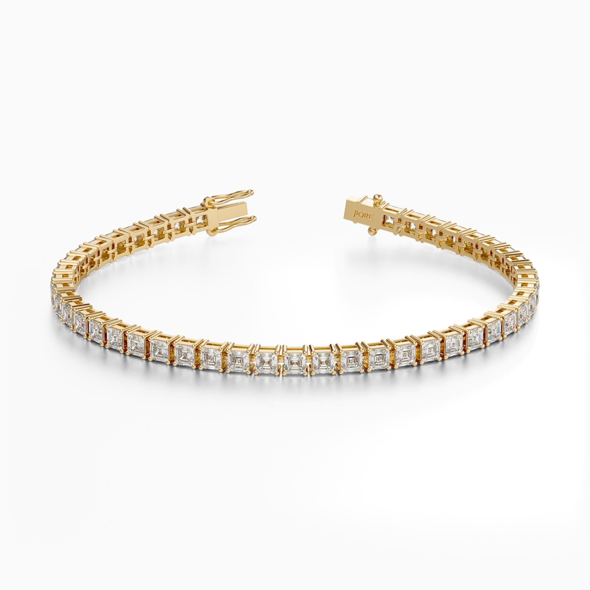 14Kt Gold Prong Set Asscher Cut 6.75 TCW Diamond Tennis Bracelet