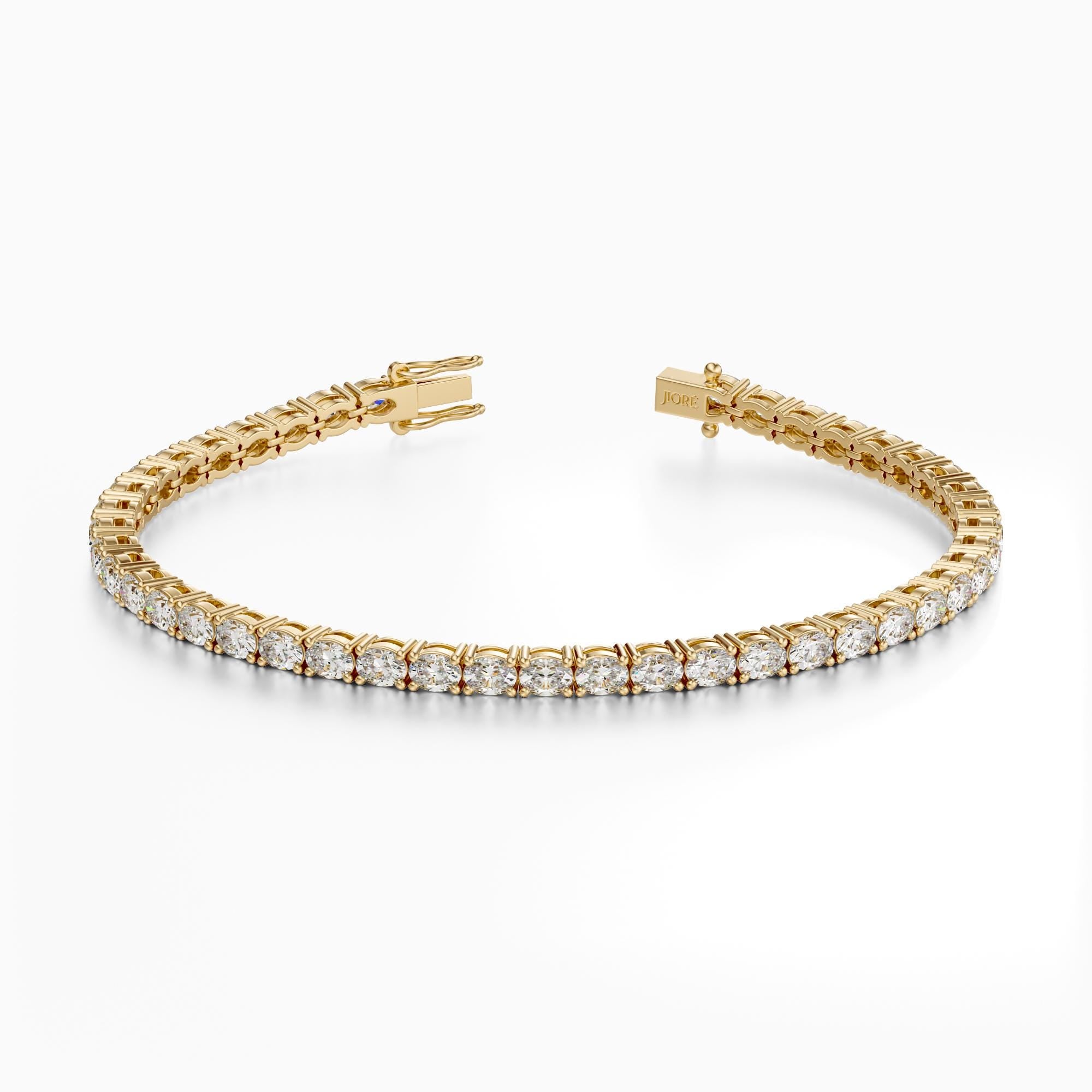 14Kt Gold Prong Set Oval Cut 6.00 TCW Diamond Tennis Bracelet