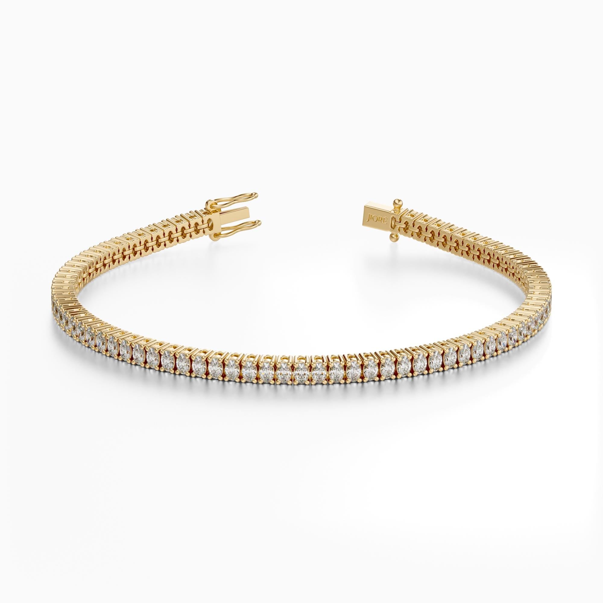 14Kt Gold Prong Set Vertical Oval Cut 4.50 TCW Diamond Tennis Bracelet